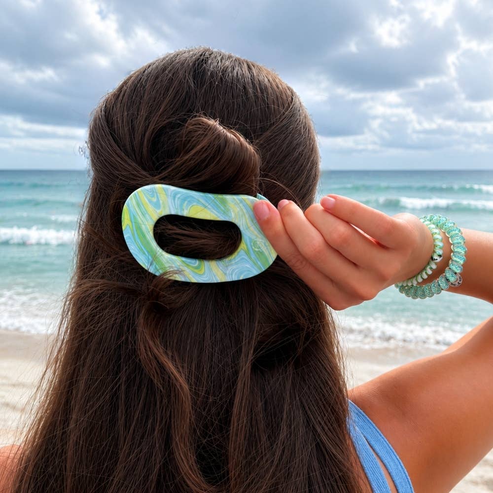 TELETIES - By the Sea Shore | Medium | Flat Round Hair Clip