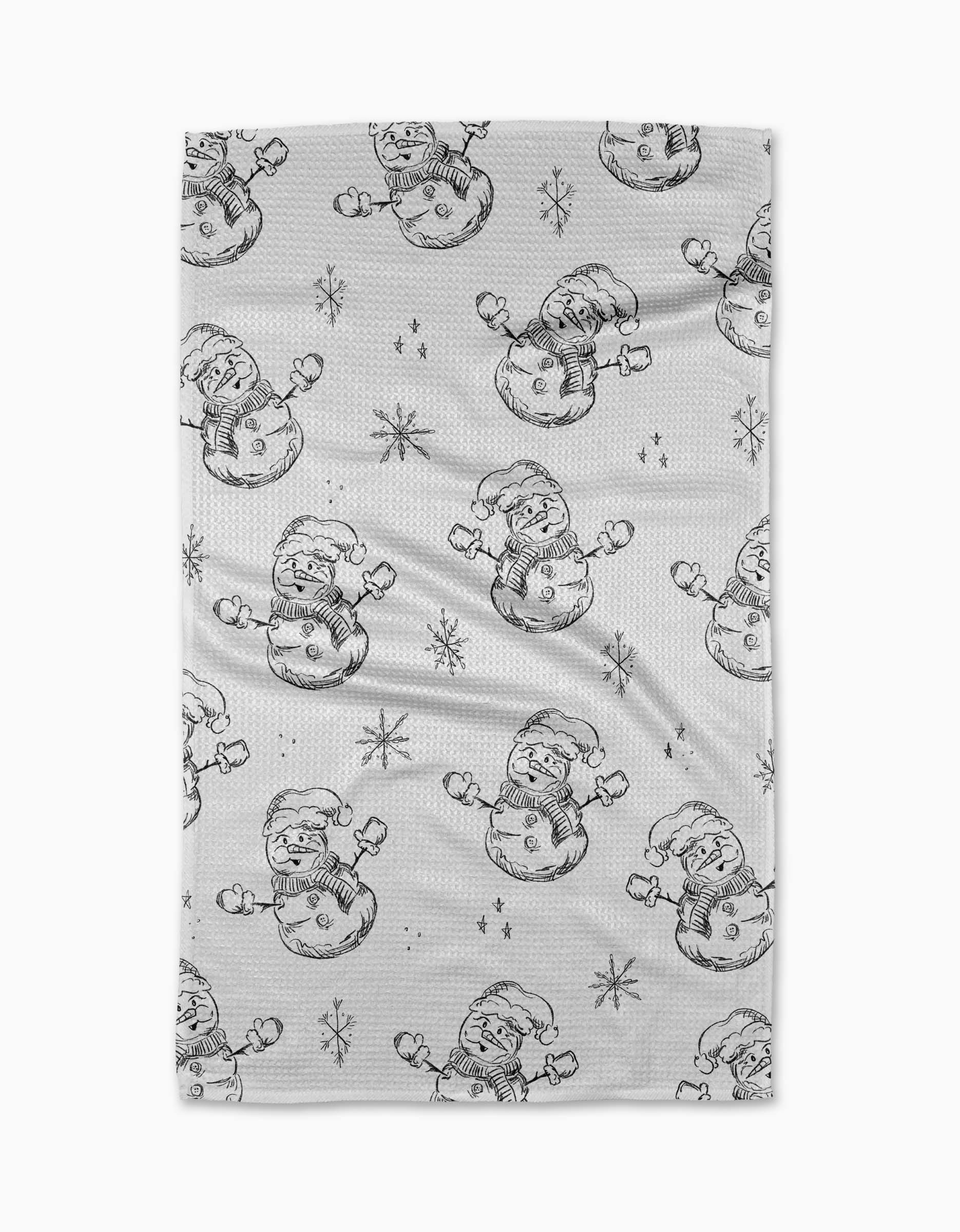 Geometry - Snowmen Charcoal Tea Towel