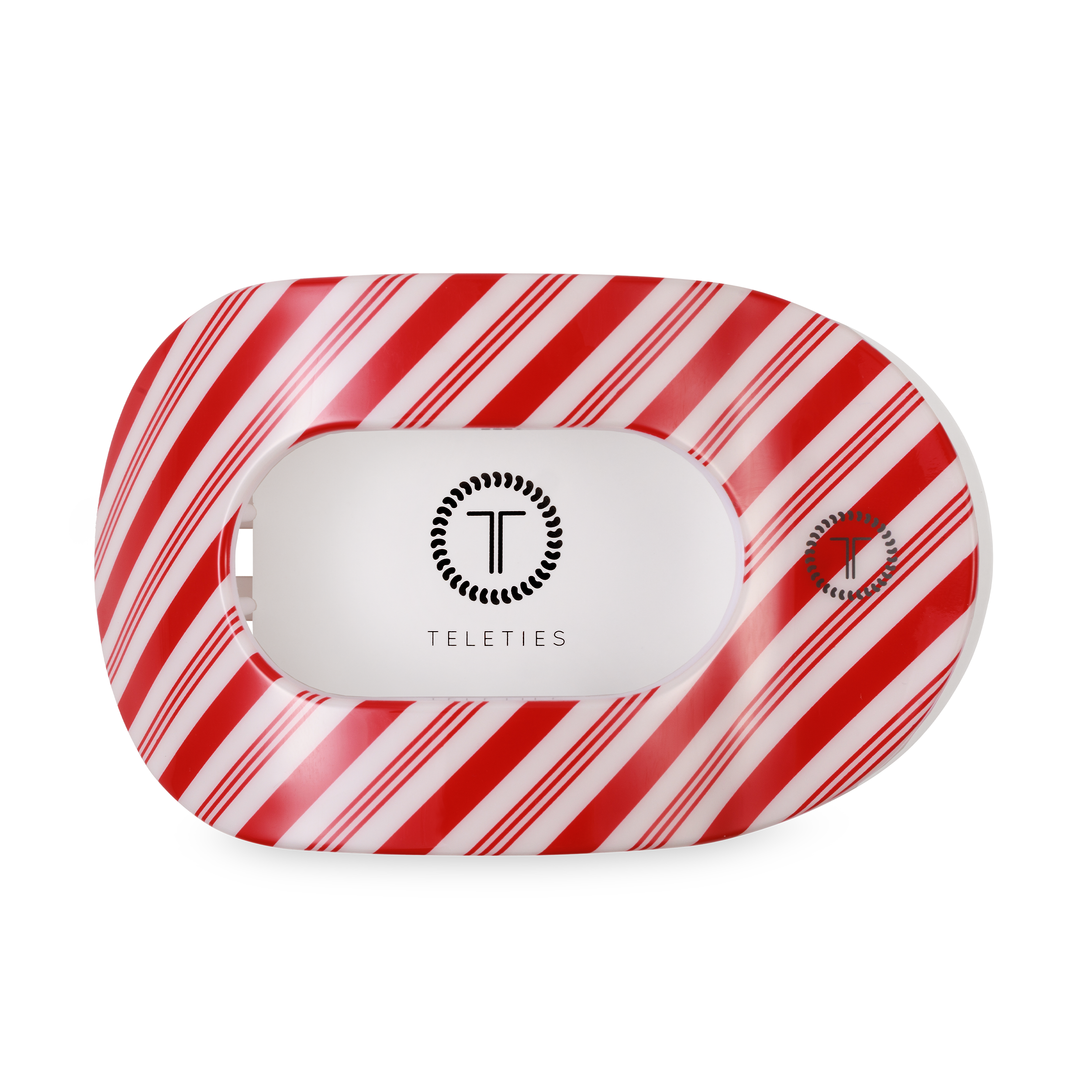 TELETIES - Flat Round Hair Clip | Large | Candy Cane Crush