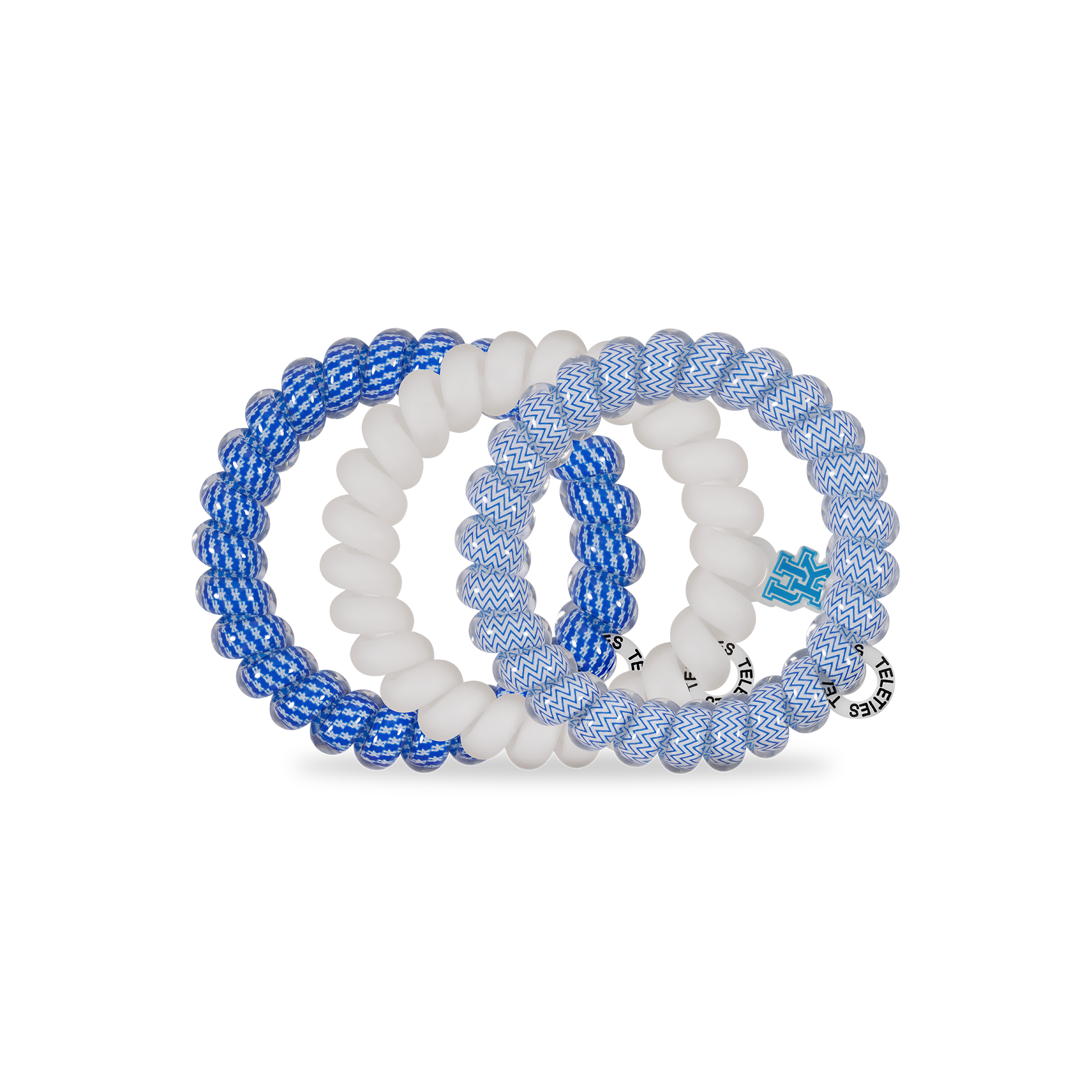 TELETIES - Spiral Hair Coils | Large | Go Big Blue! Hair Ties