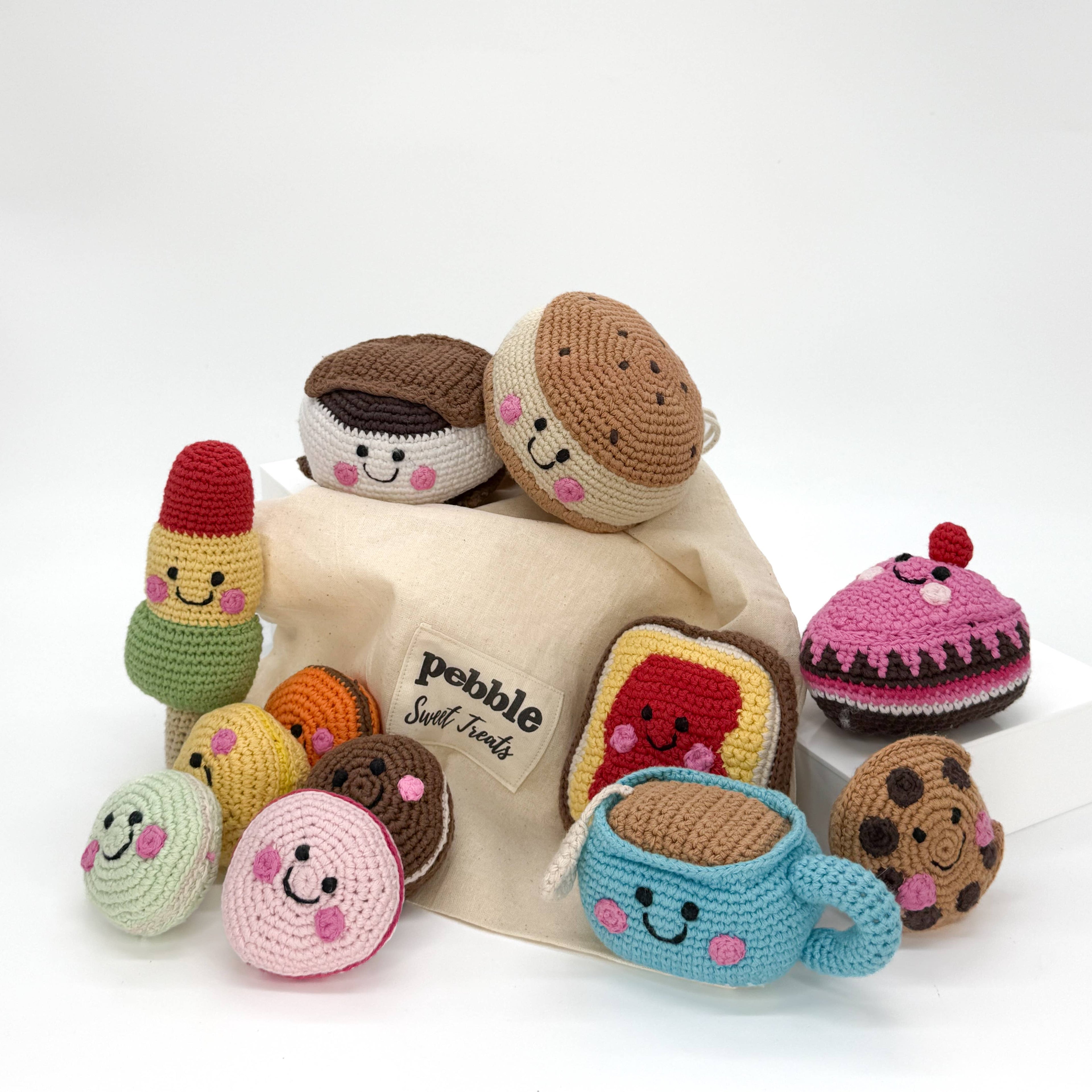 Pebble - Sweet Treat Sack – Dessert-Inspired Baby Rattles (13-Pc)