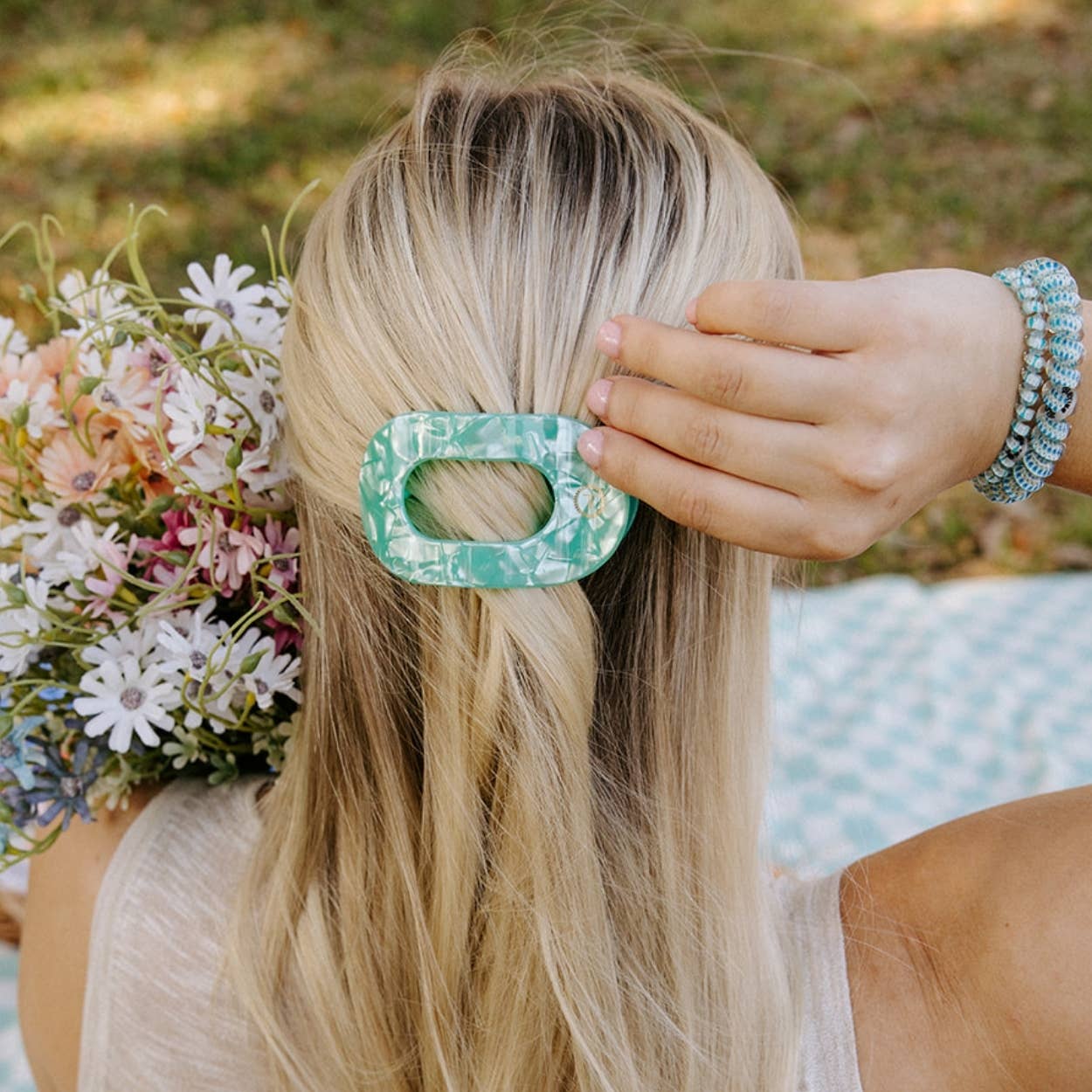 TELETIES - Flat Round Hair Clip | Small | Spring Splash