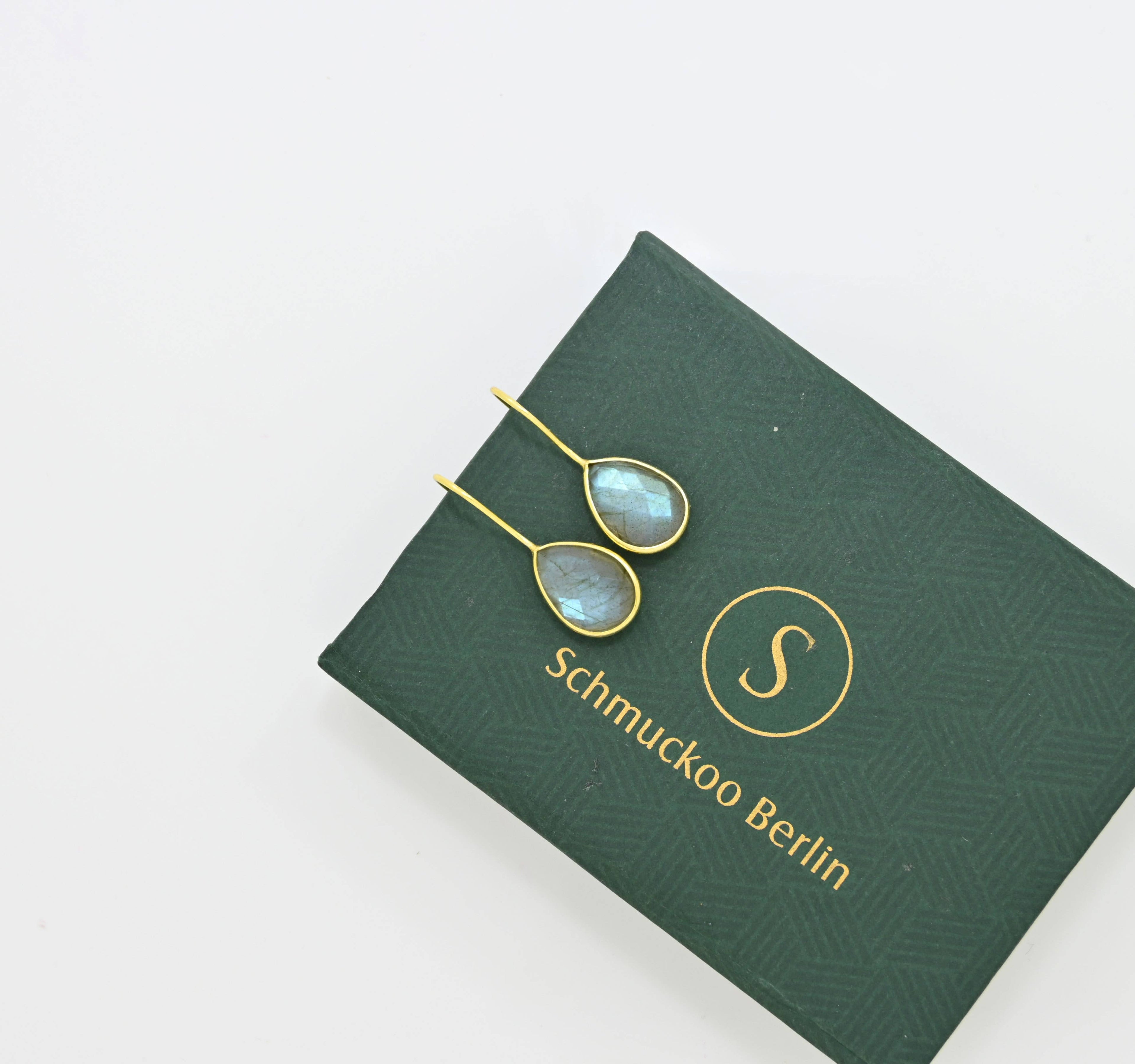 Teardrop Gemstone Earring Gold Silver 925 - Labradorite