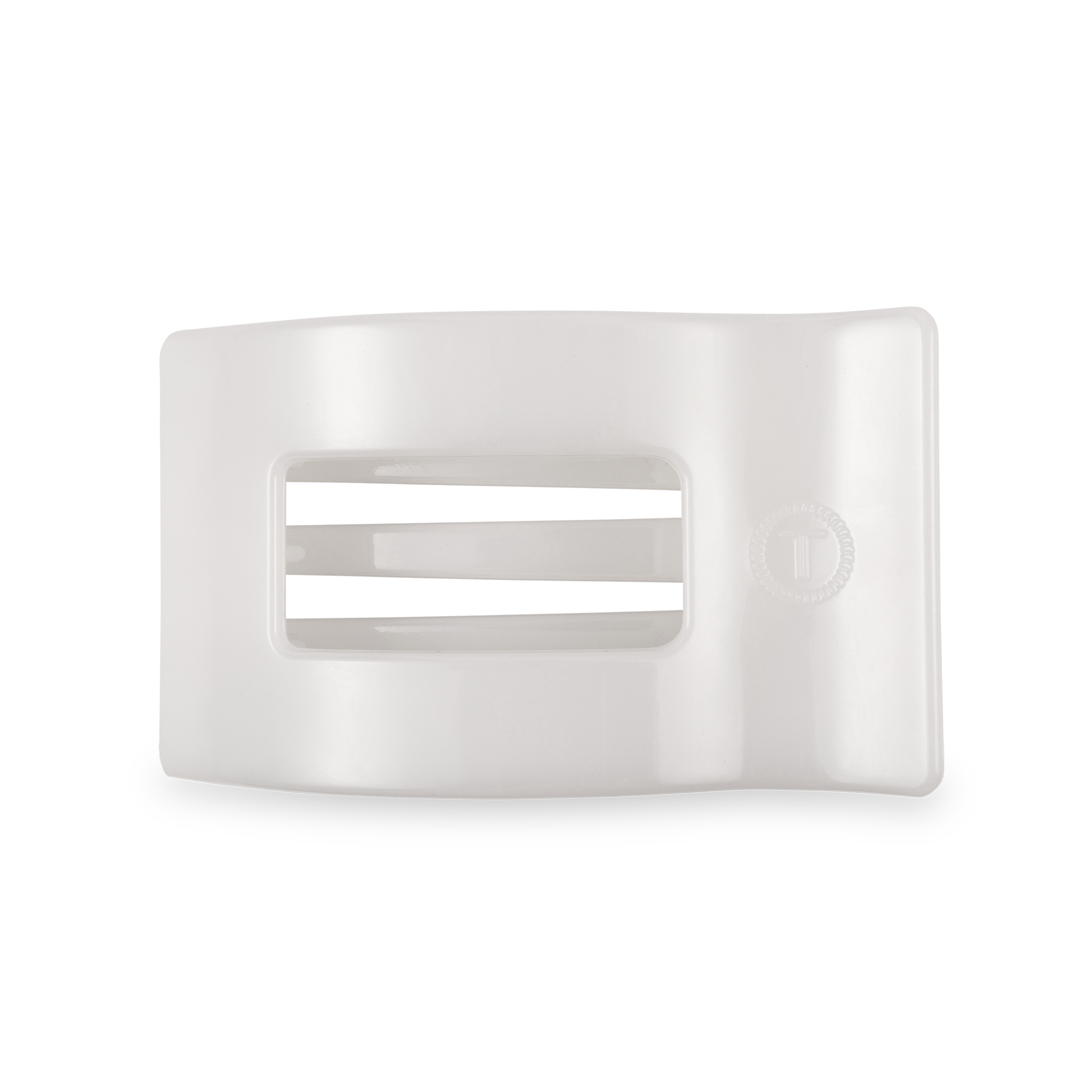 TELETIES - Flat Rectangle Hair Clip | Medium | Coconut White