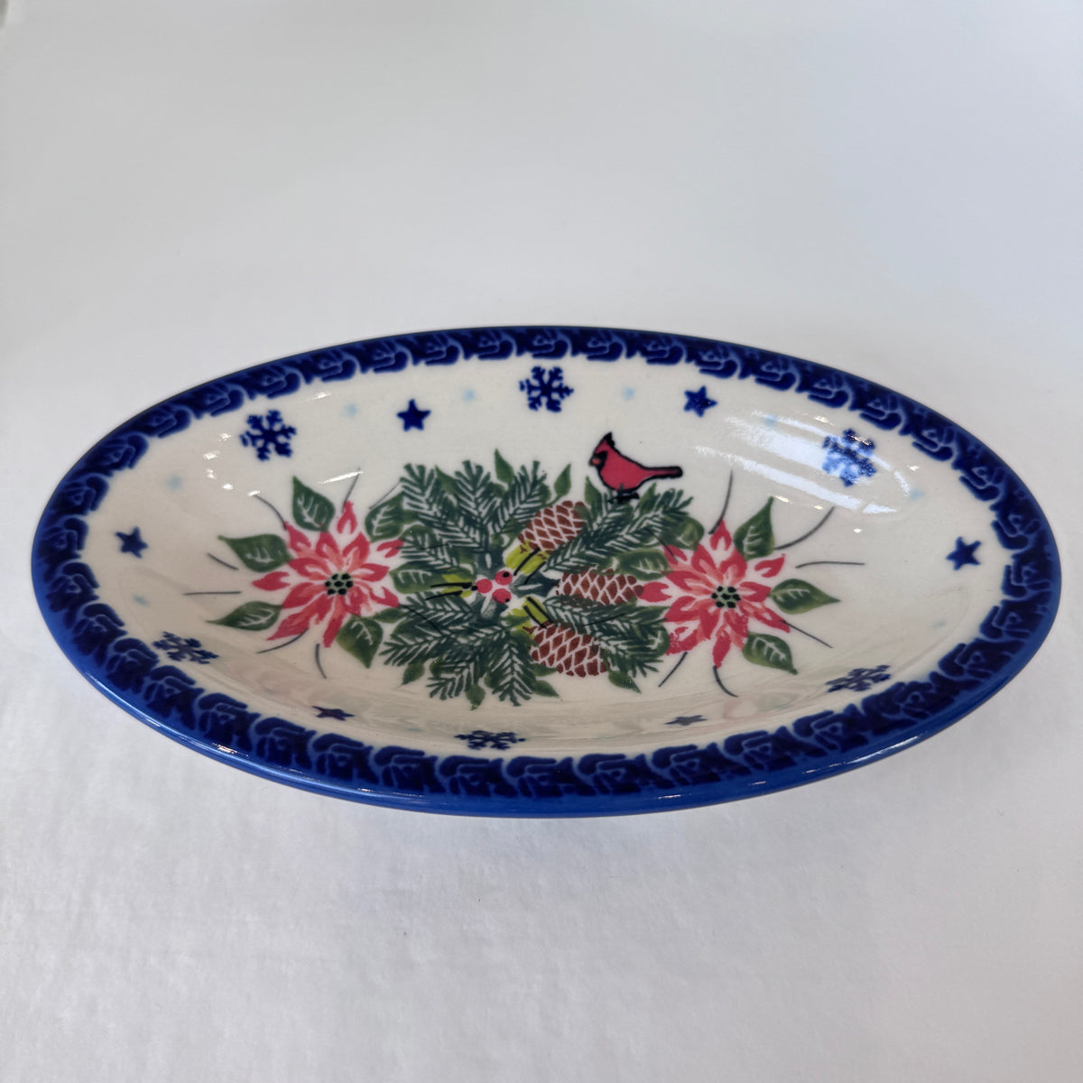 KALICH Christmas Cardinals Small Oval Tray