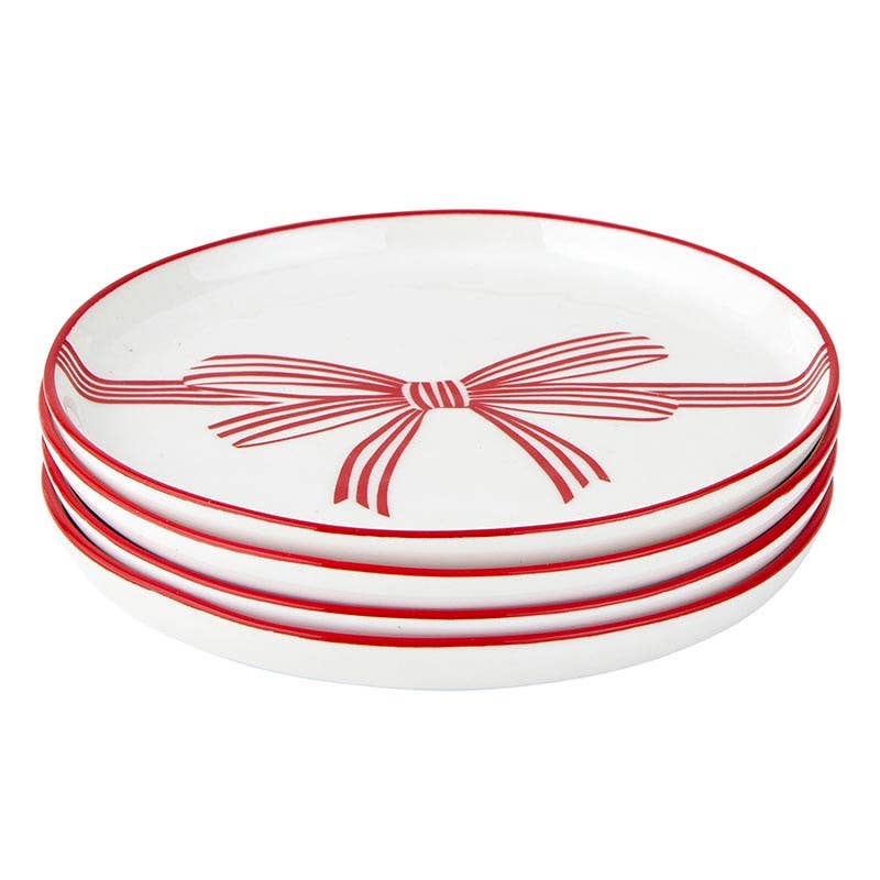 Red Bow Appetizer Plates - Holiday Love