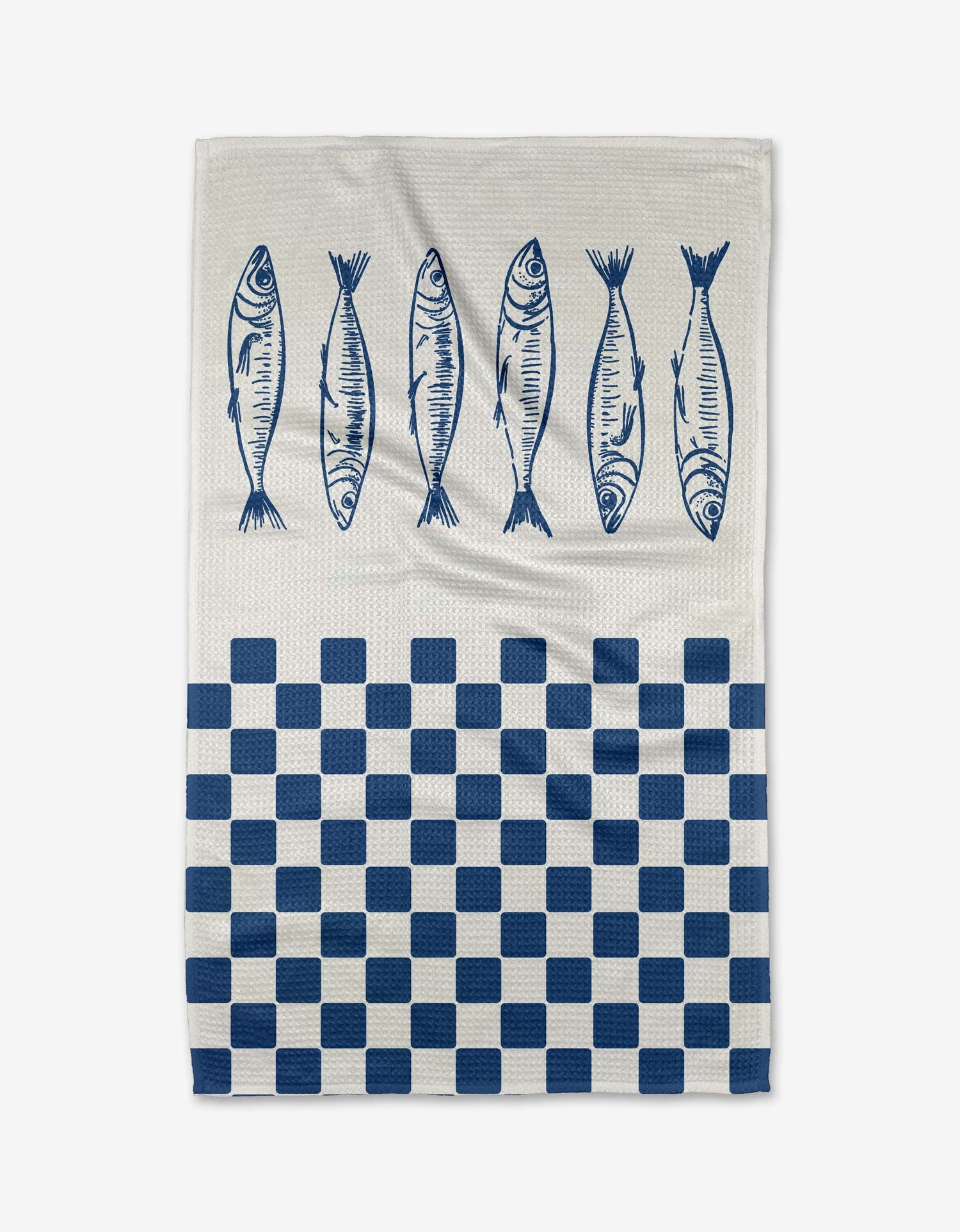Sardine Check Blue Tea Towel