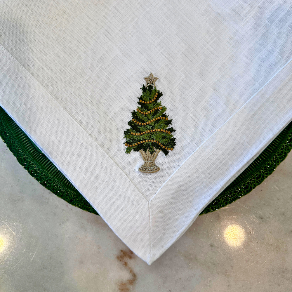 Tree with Gold Trim Large Napkin