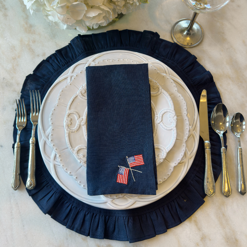 Arte Italica & Crown Linen Designs - Round Ruffle Linen Placemats