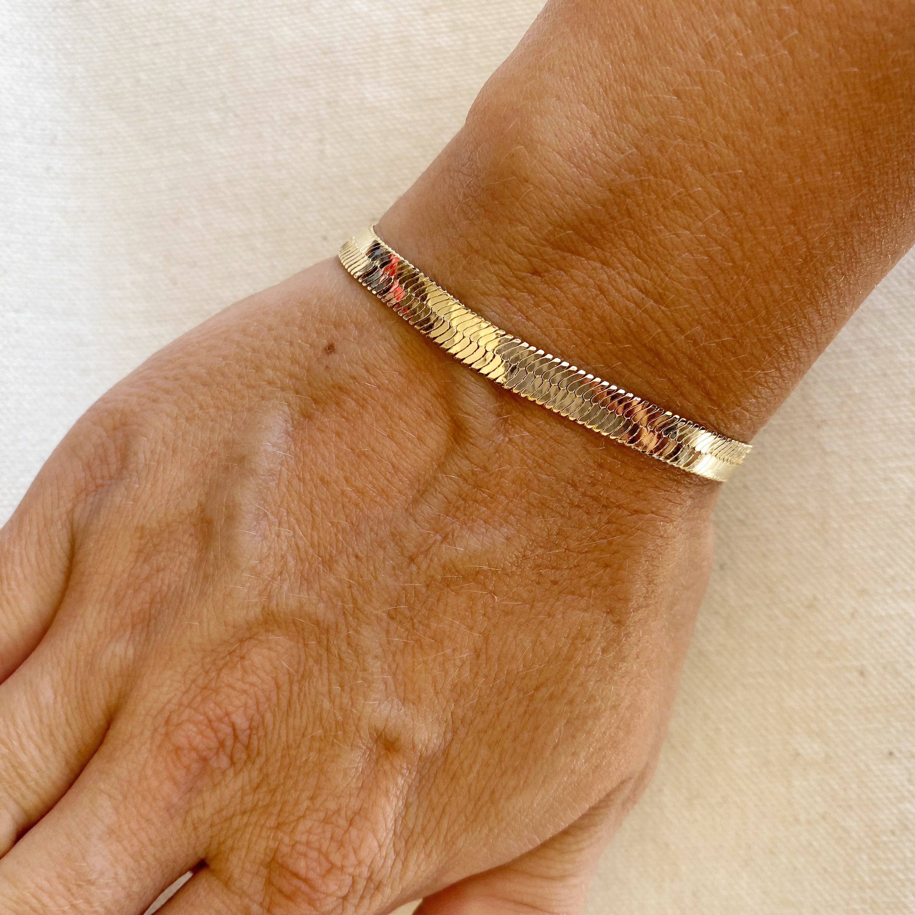 GoldFi - 18k Gold Filled 6mm Herringbone Bracelet