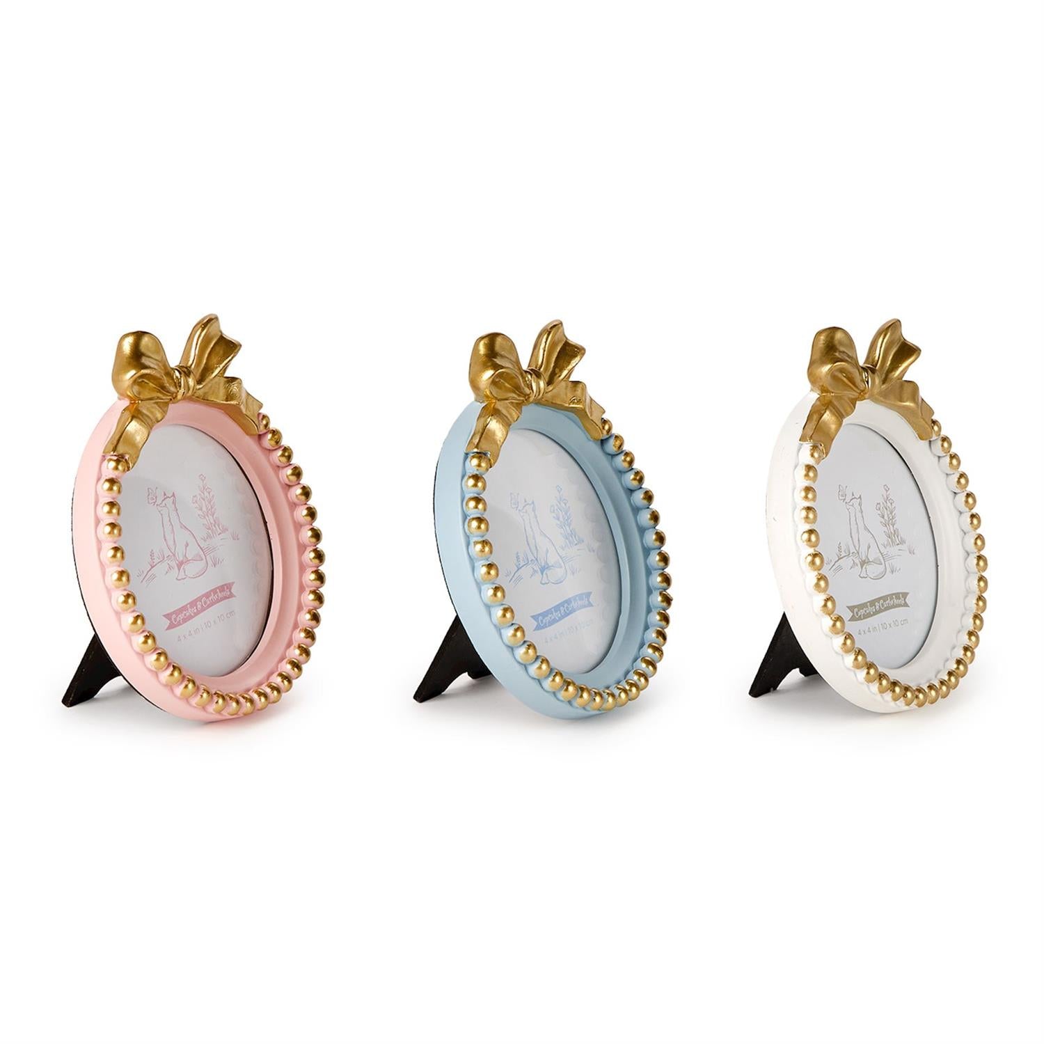 Gold Bow Round Frame