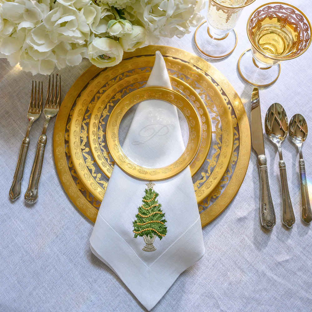 Tree with Gold Trim Large Napkin