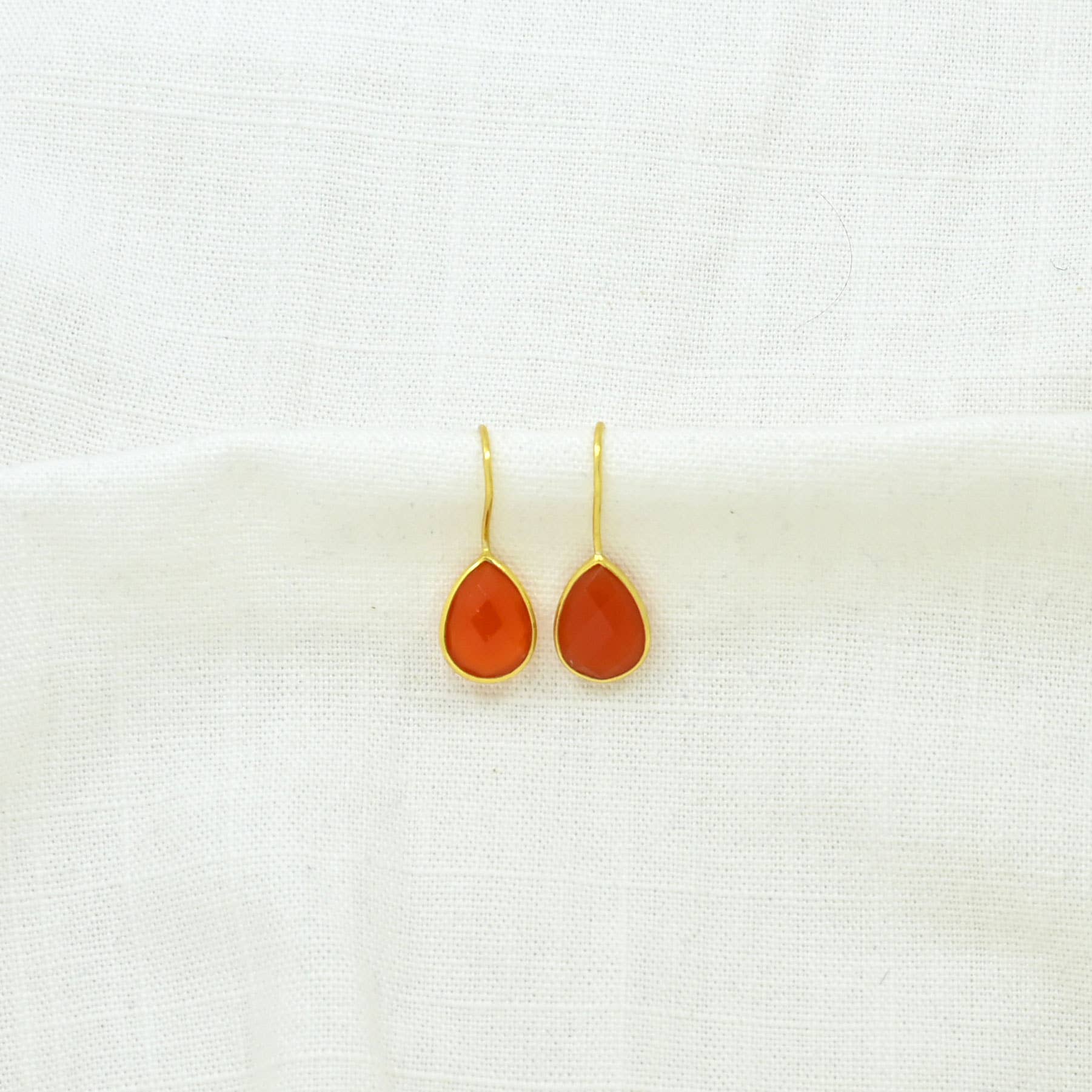 Teardrop Gemstone Earring Gold Silver 925 - Carnelian