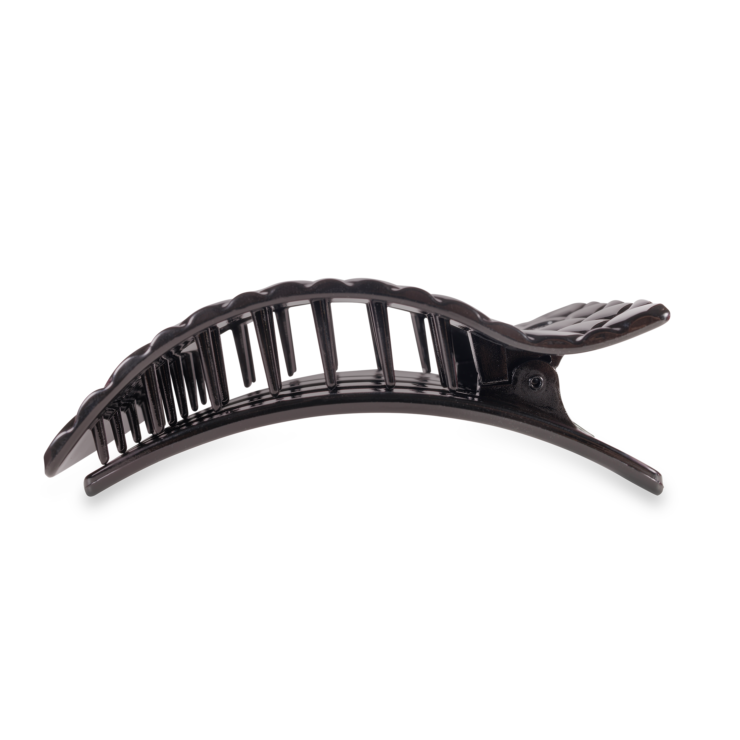 TELETIES - Flat Rectangle Hair Clip | Large | Jet Black Quilted