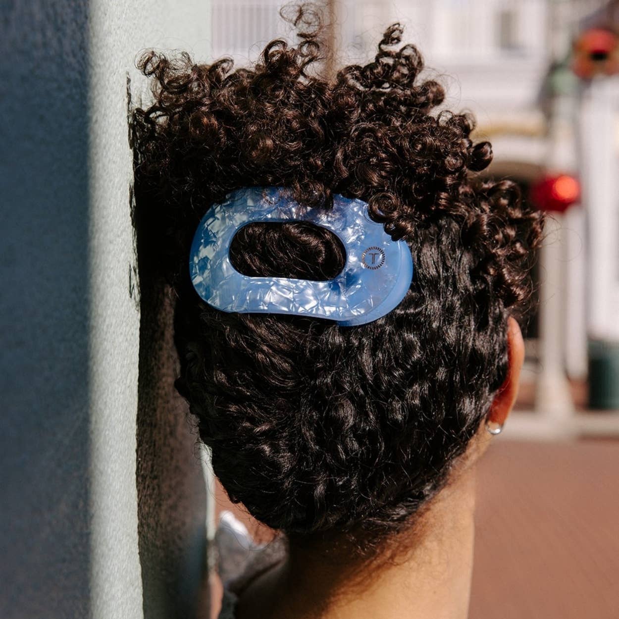 TELETIES - Flat Round Hair Clip | Large | Blue Lagoon