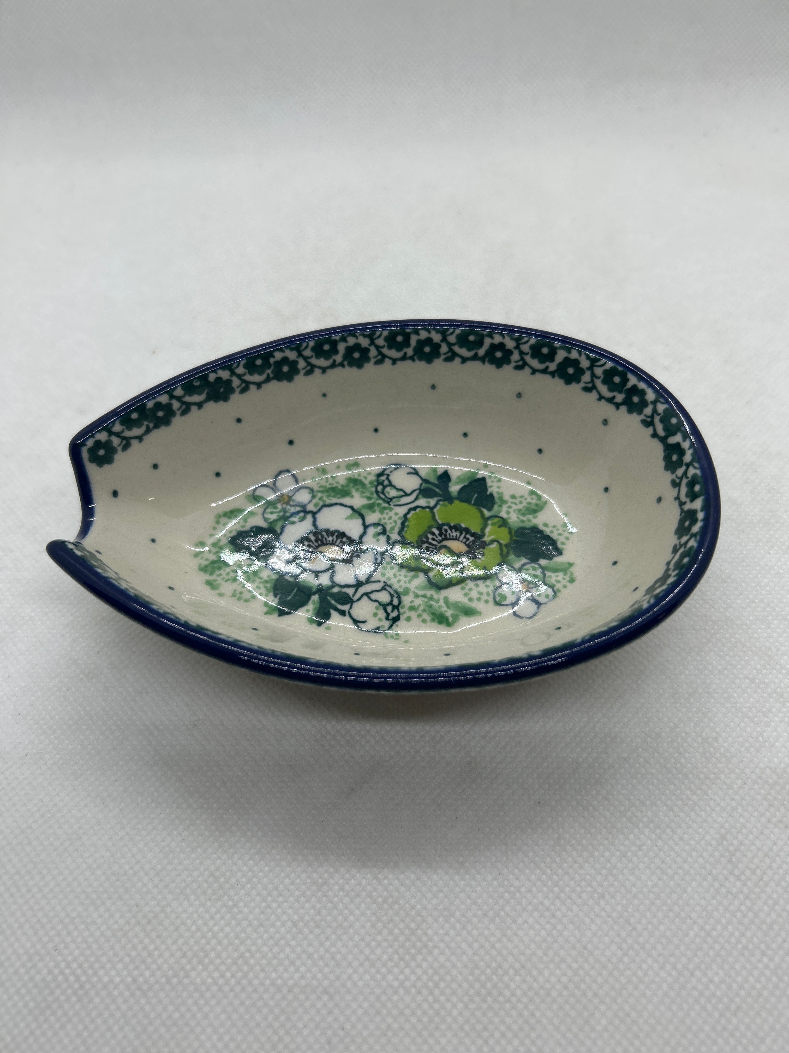 Green Poppies Spoon Rest