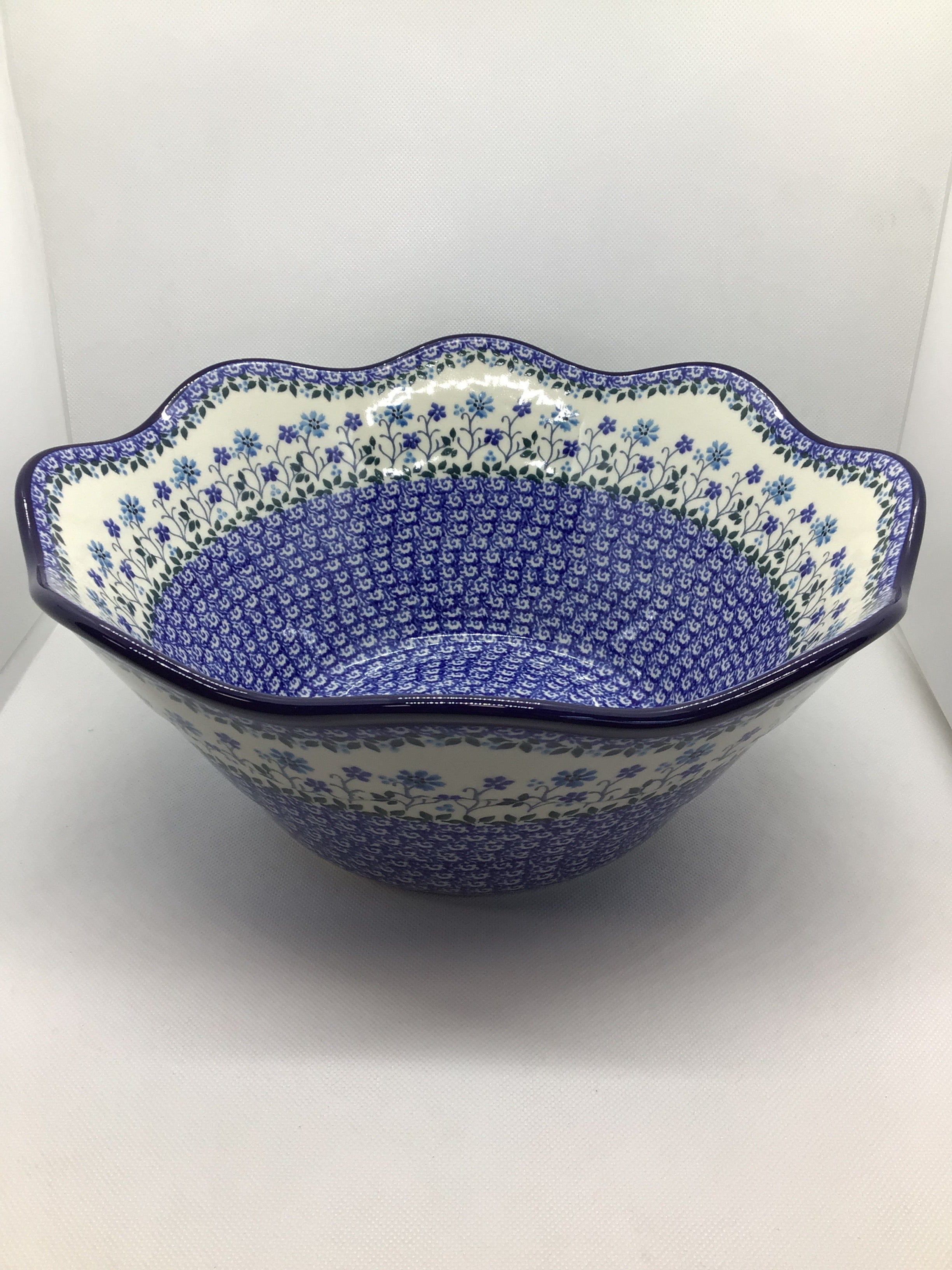 Georgia Blue Wavy Edge Bowl 12"