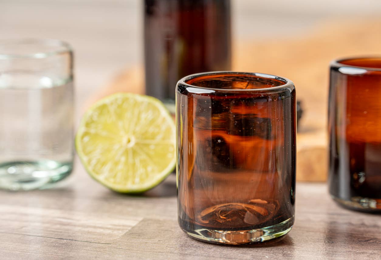 Handblown Shooter Glasses - Tamarind