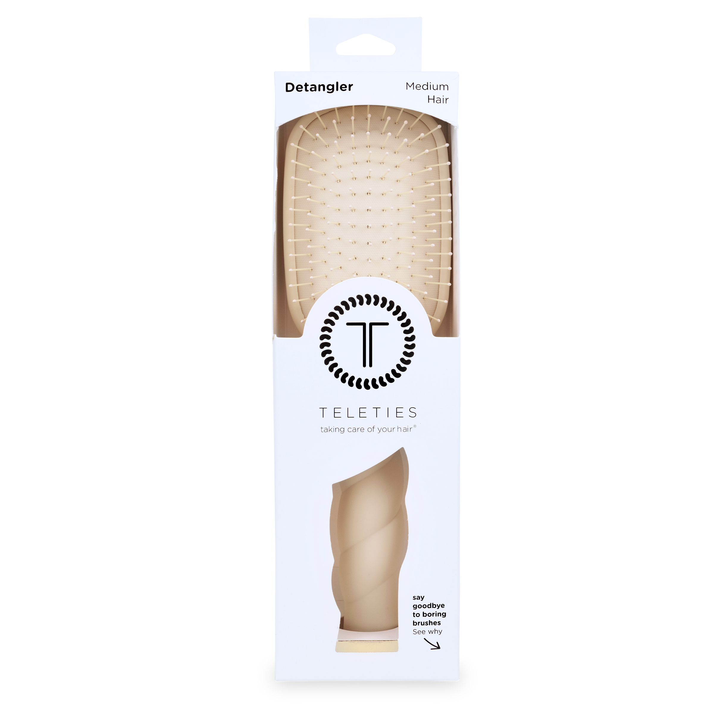 TELETIES - Detangler Hair Brush for Medium Hair - Tan