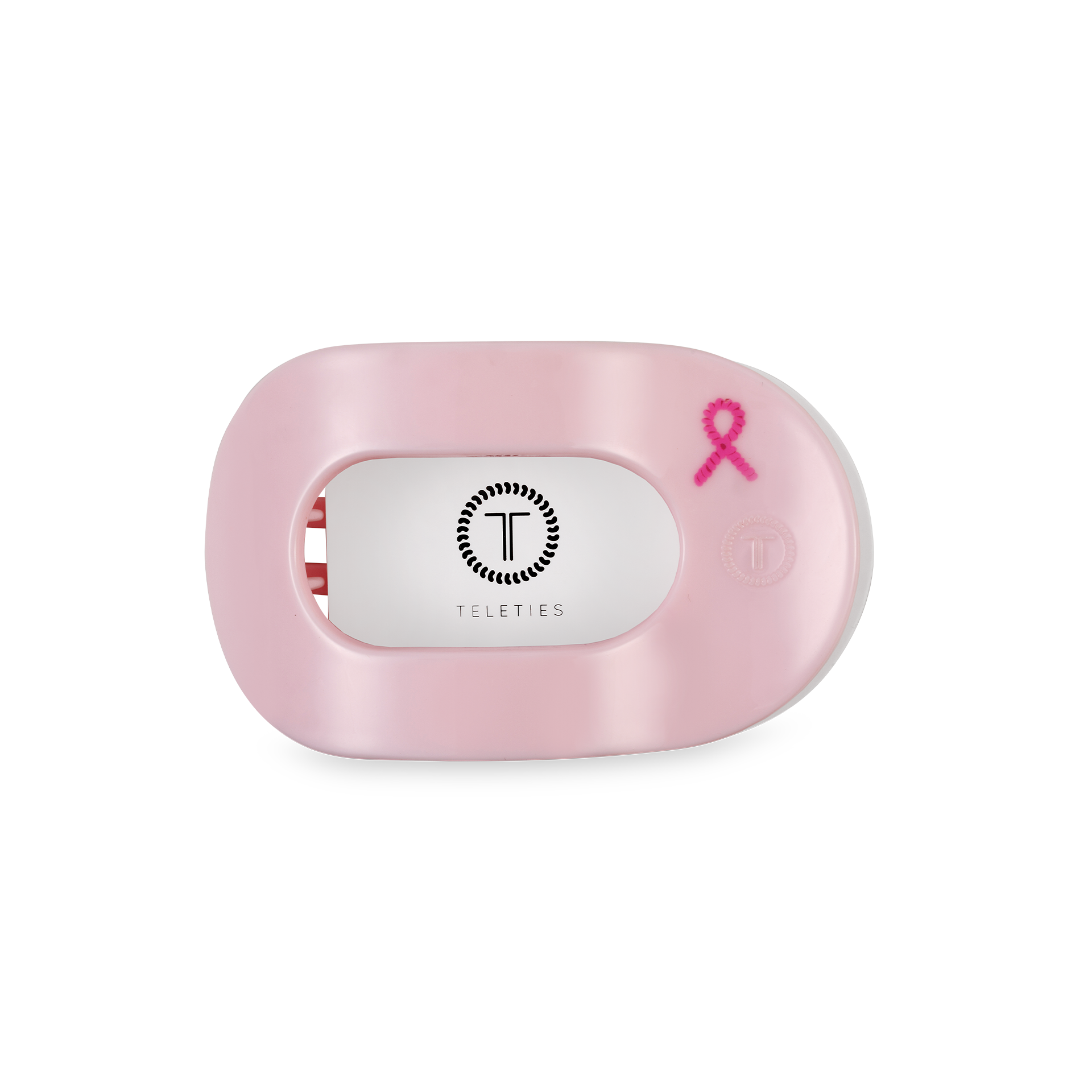 TELETIES - Flat Round Hair Clip | Small | Pink Ribbon Power
