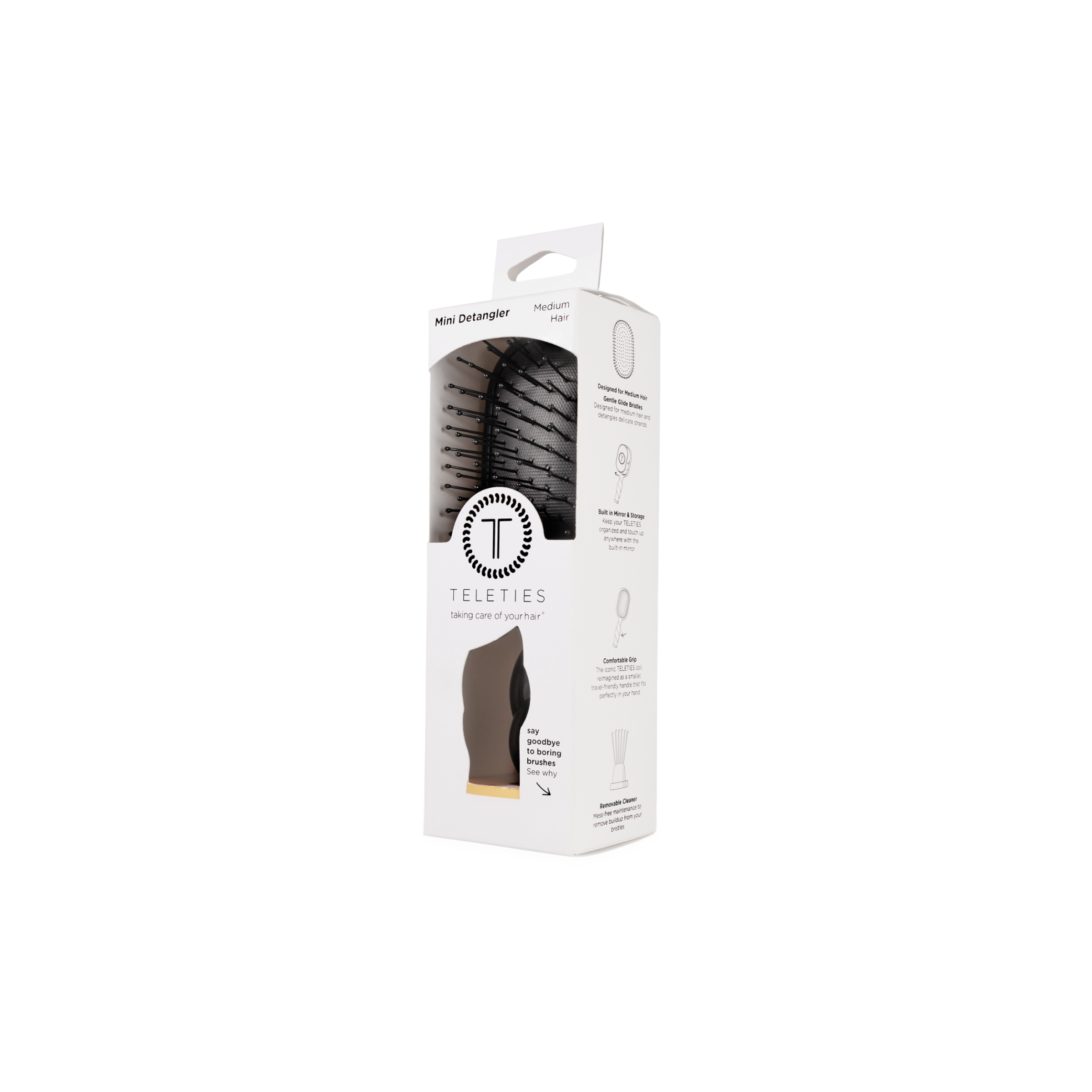 TELETIES - Mini Detangler Brush | Jet Black | Medium