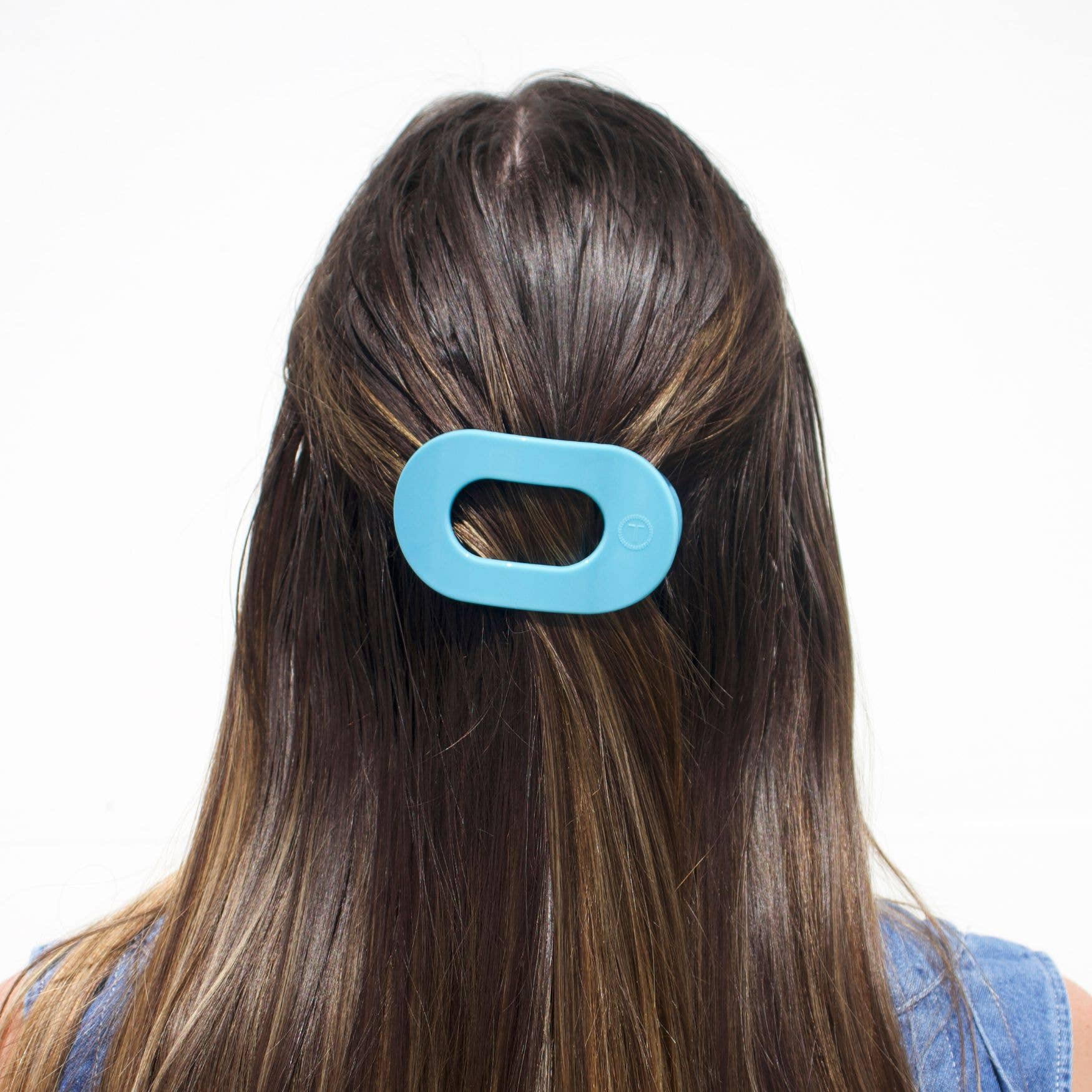 TELETIES - Flat Round Hair Clip | Small | Summer Sky