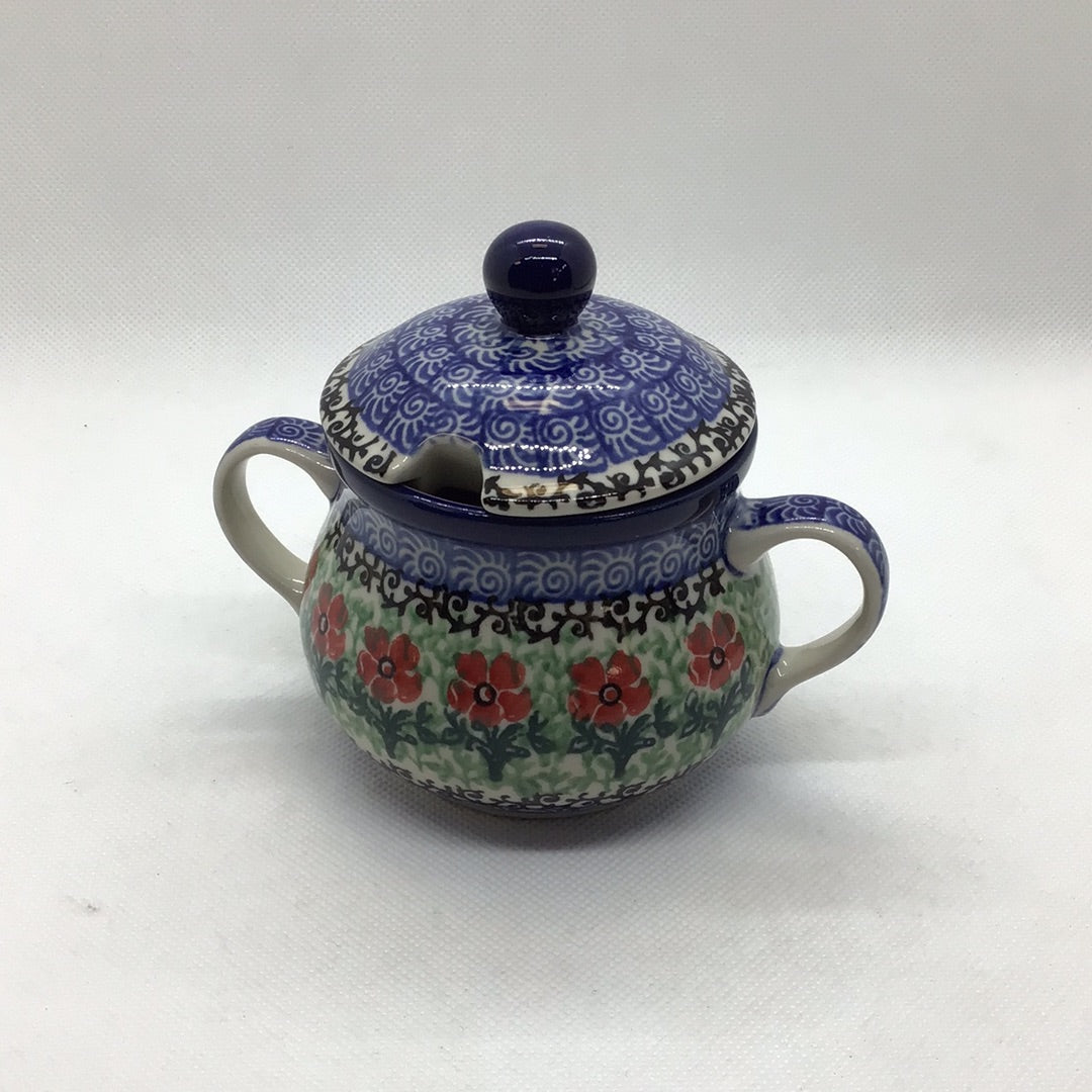 Red Daisies Sugar Bowl