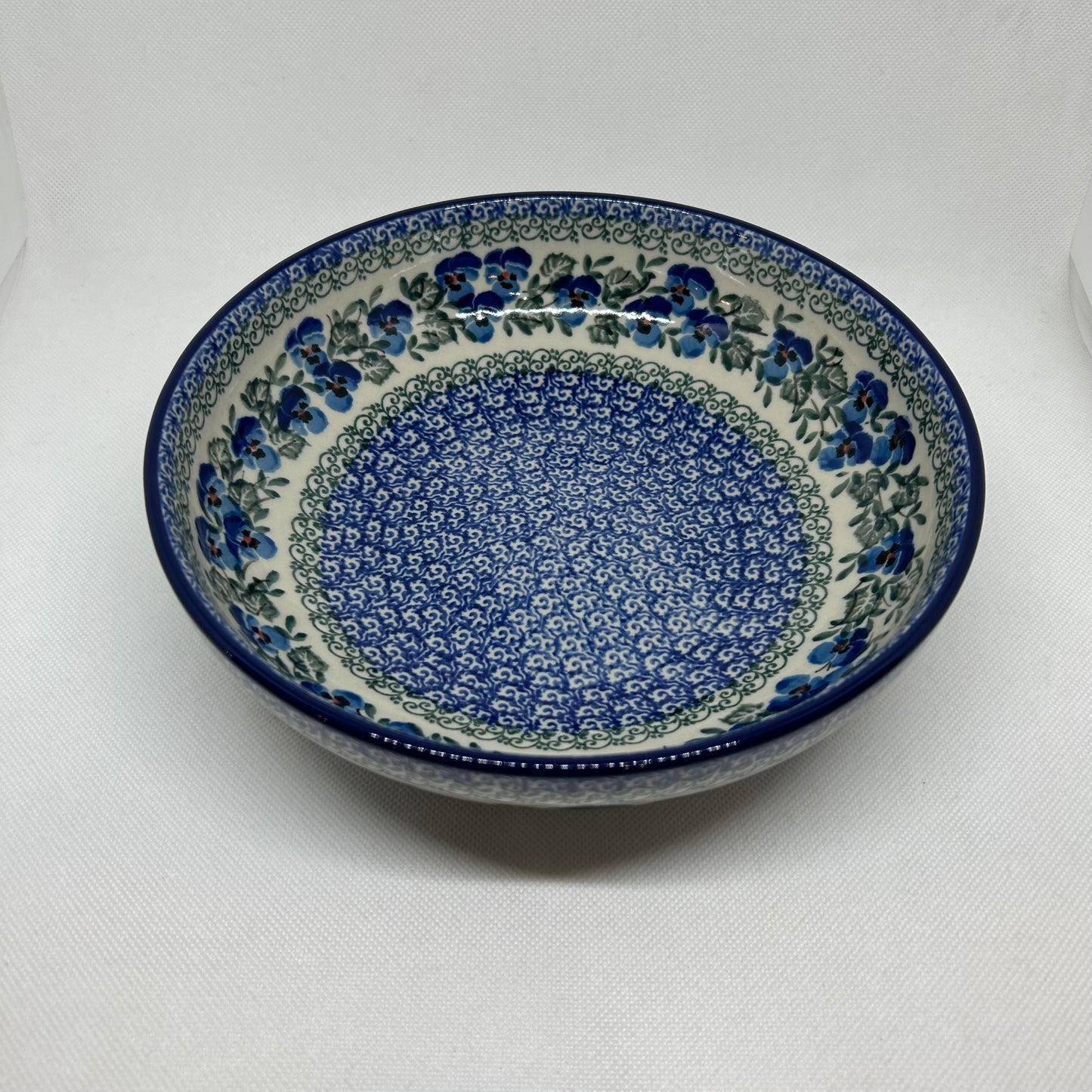 Winter Viola Shallow Serving Bowl 9"