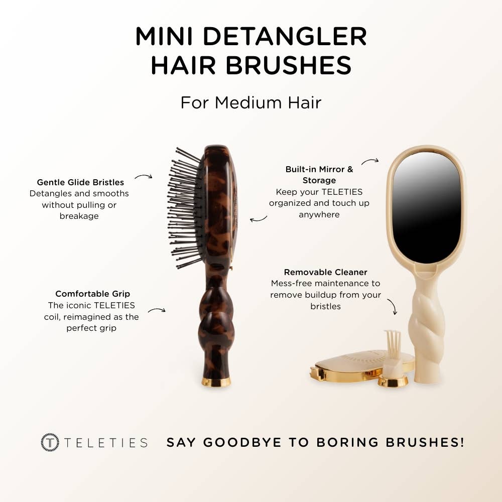 TELETIES - Mini Detangler Brush for Medium Hair - Tan