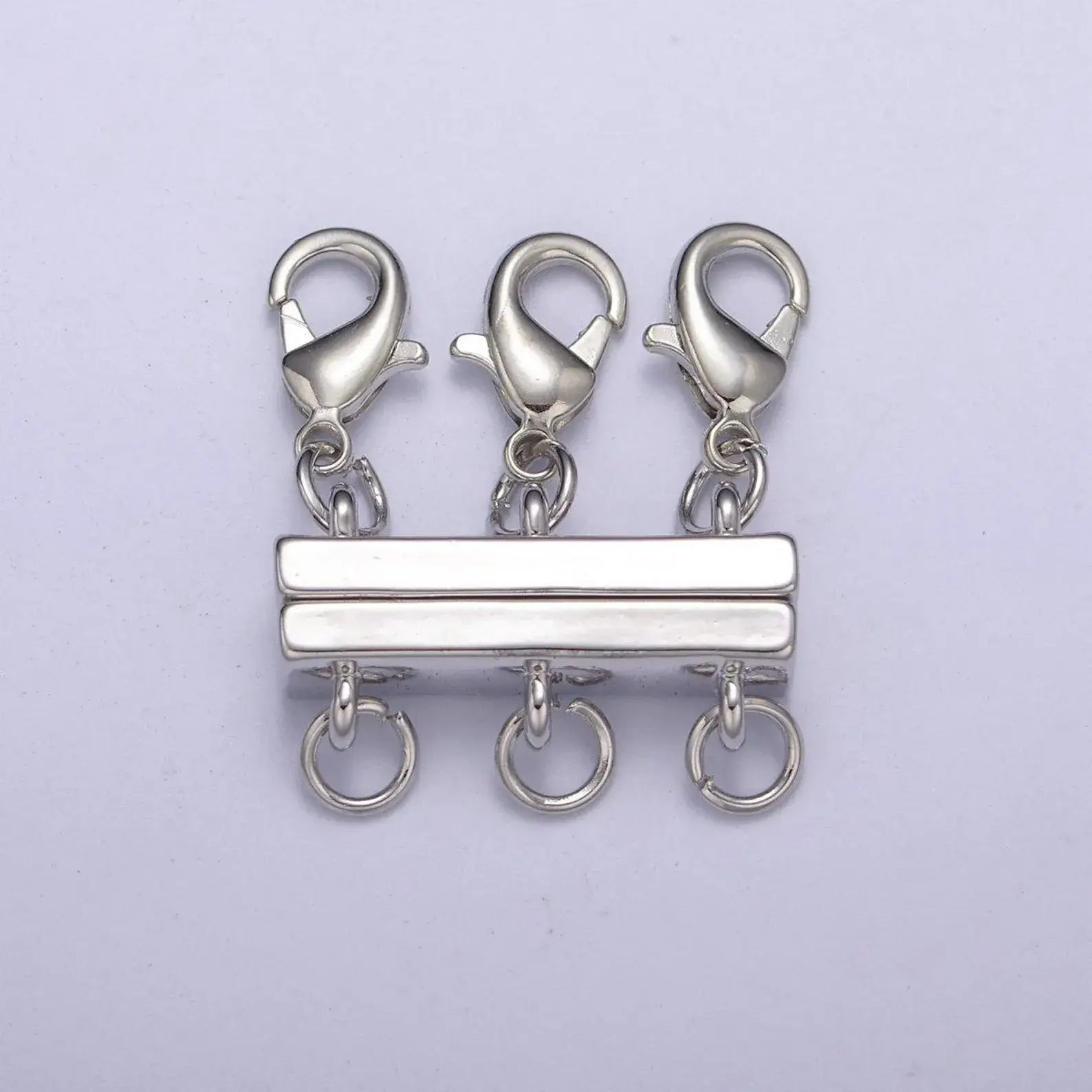 Beads Creation - Layered Necklace Detangler Clasp, Multiple Strand, CL528: 3 Layers / Silver