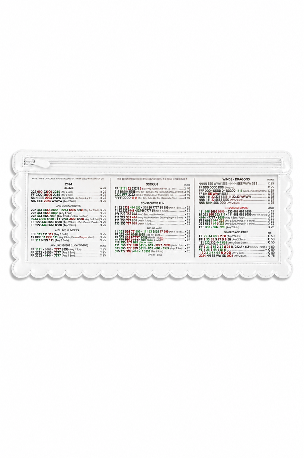 Girl Tribe Co - Splash-Proof Mahjong Card Holder for Pool Mahjong - White Scallops STANDARD SIZE