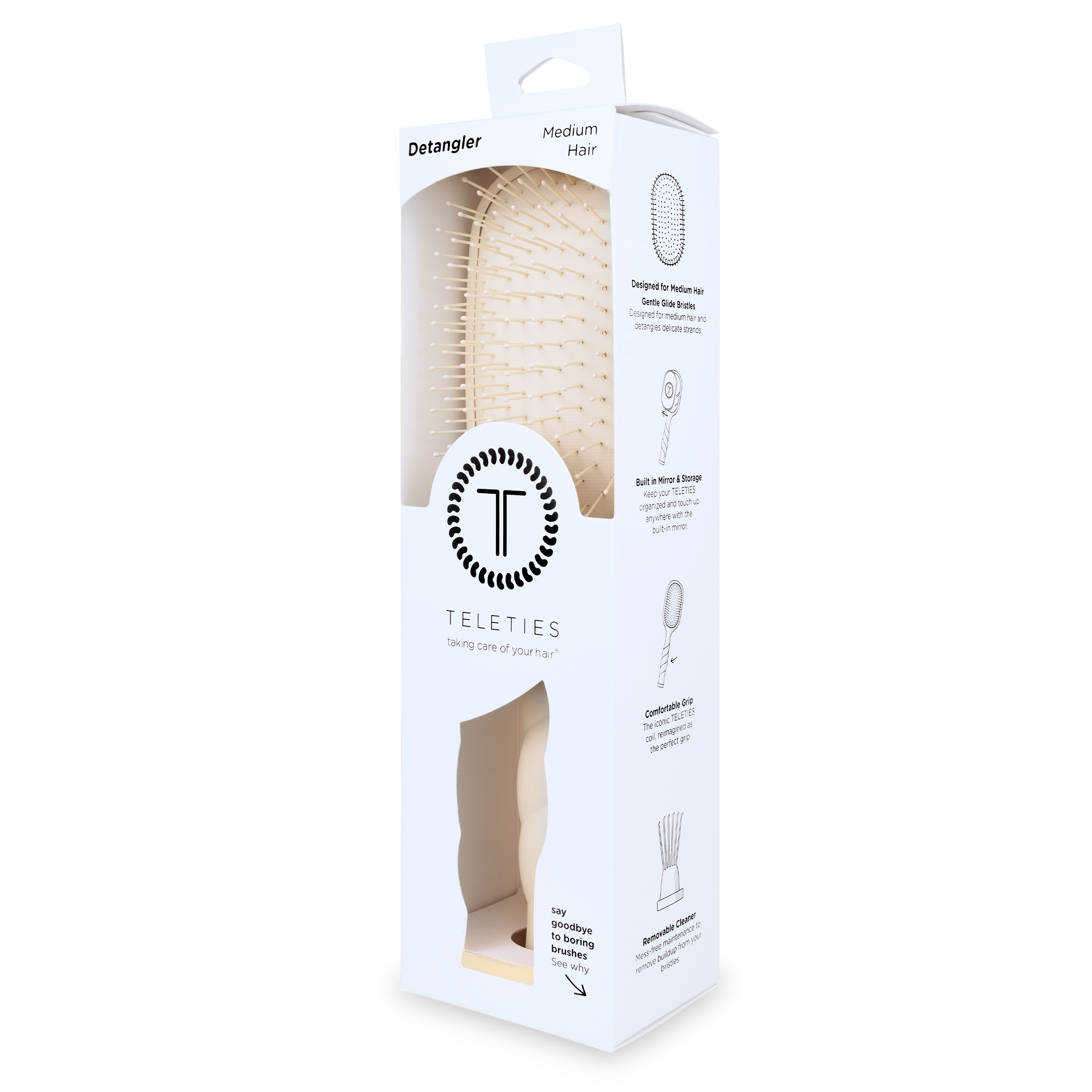 TELETIES - Detangler Hair Brush for Medium Hair - Tan