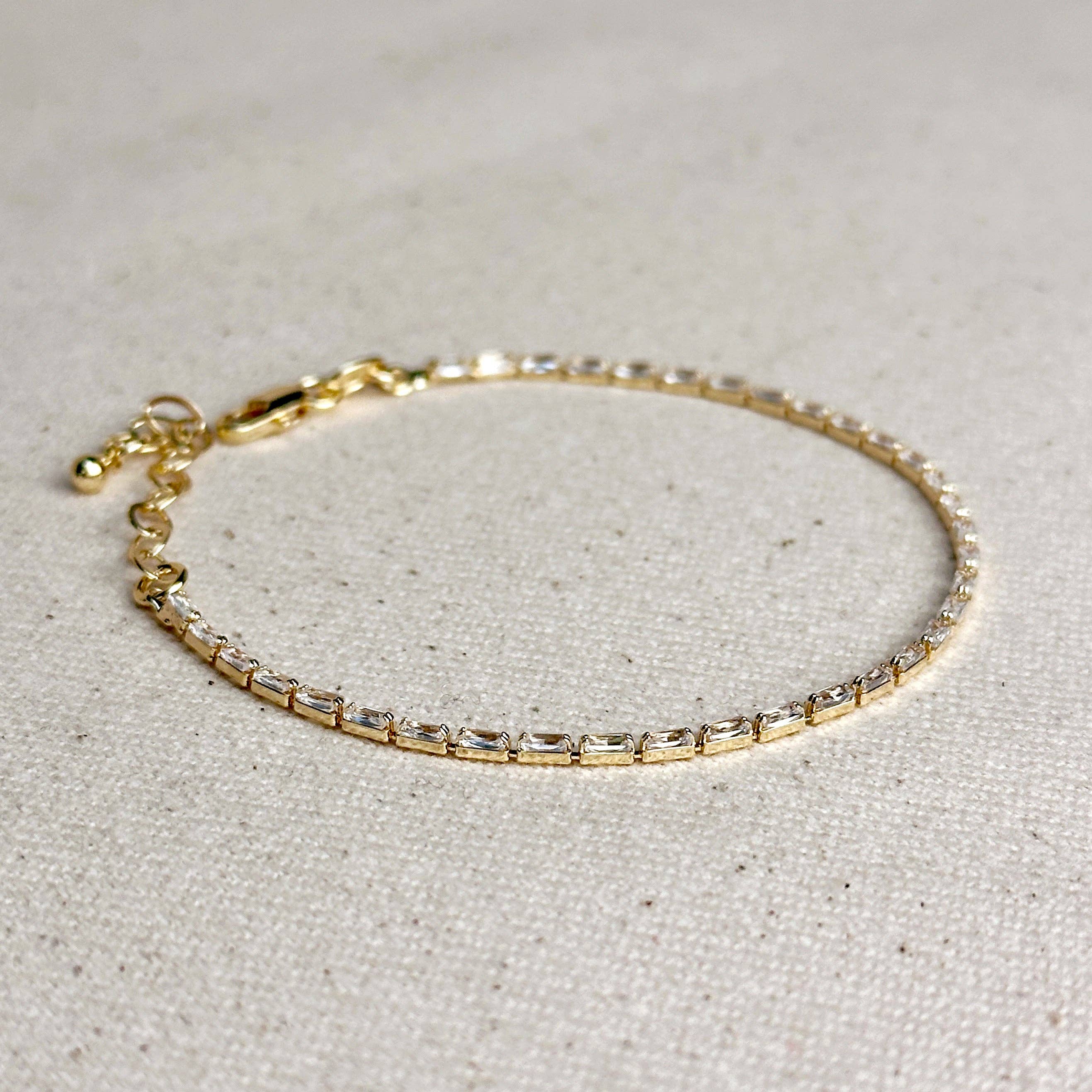 GoldFi - 18k Gold Filled 1.5mm CZ Baguette Tennis Bracelet