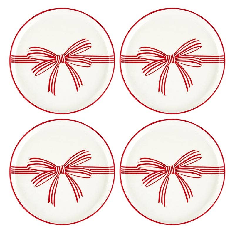 Red Bow Appetizer Plates - Holiday Love