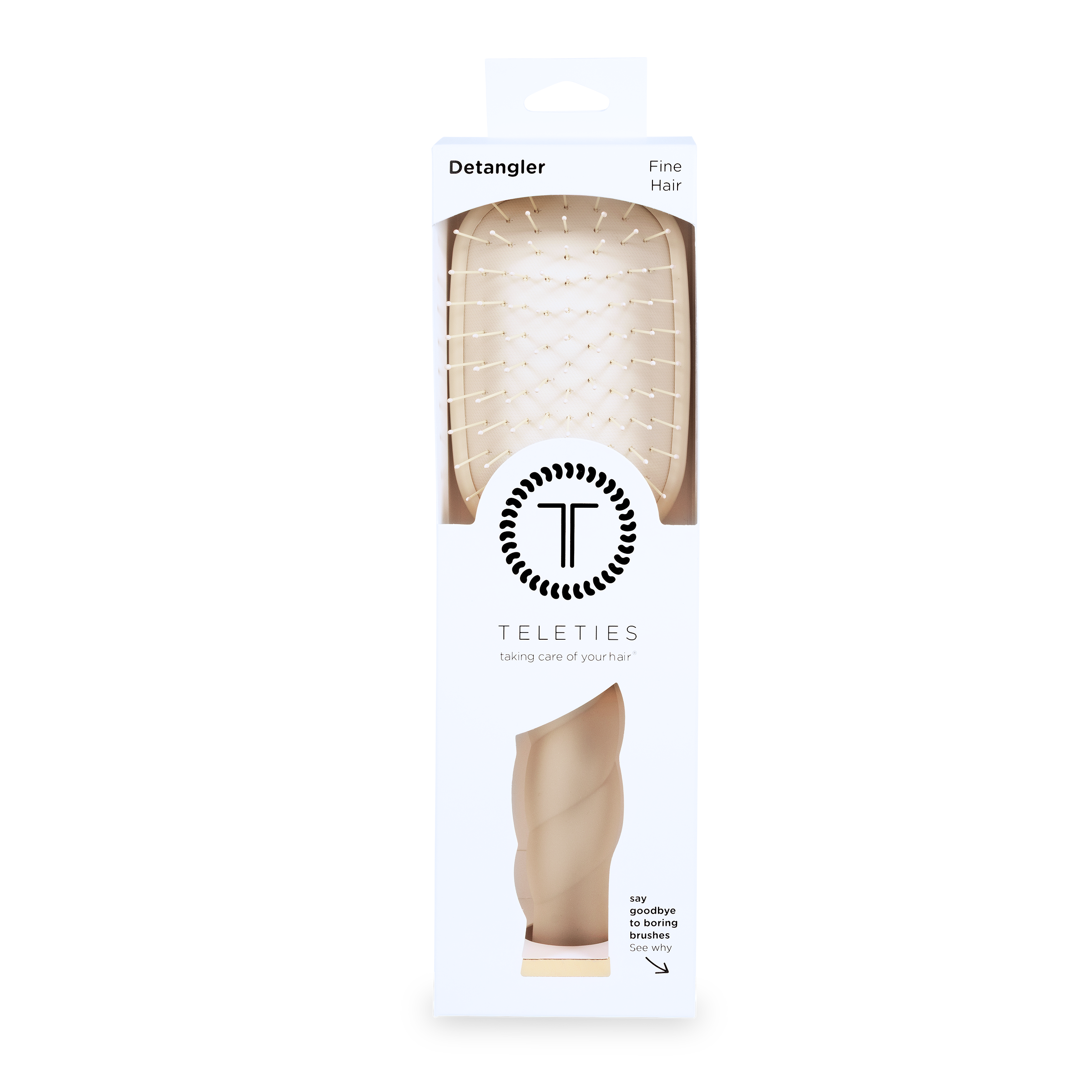 TELETIES - Detangler Hair Brush for Fine Hair - Tan