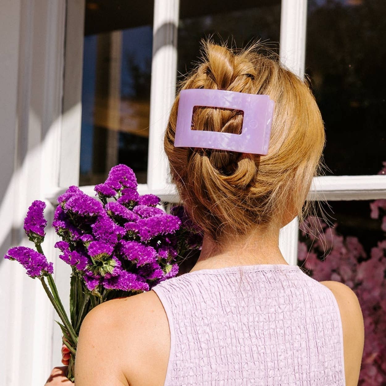 TELETIES - Flat Rectangle Hair Clip | Large | Lavender Mist