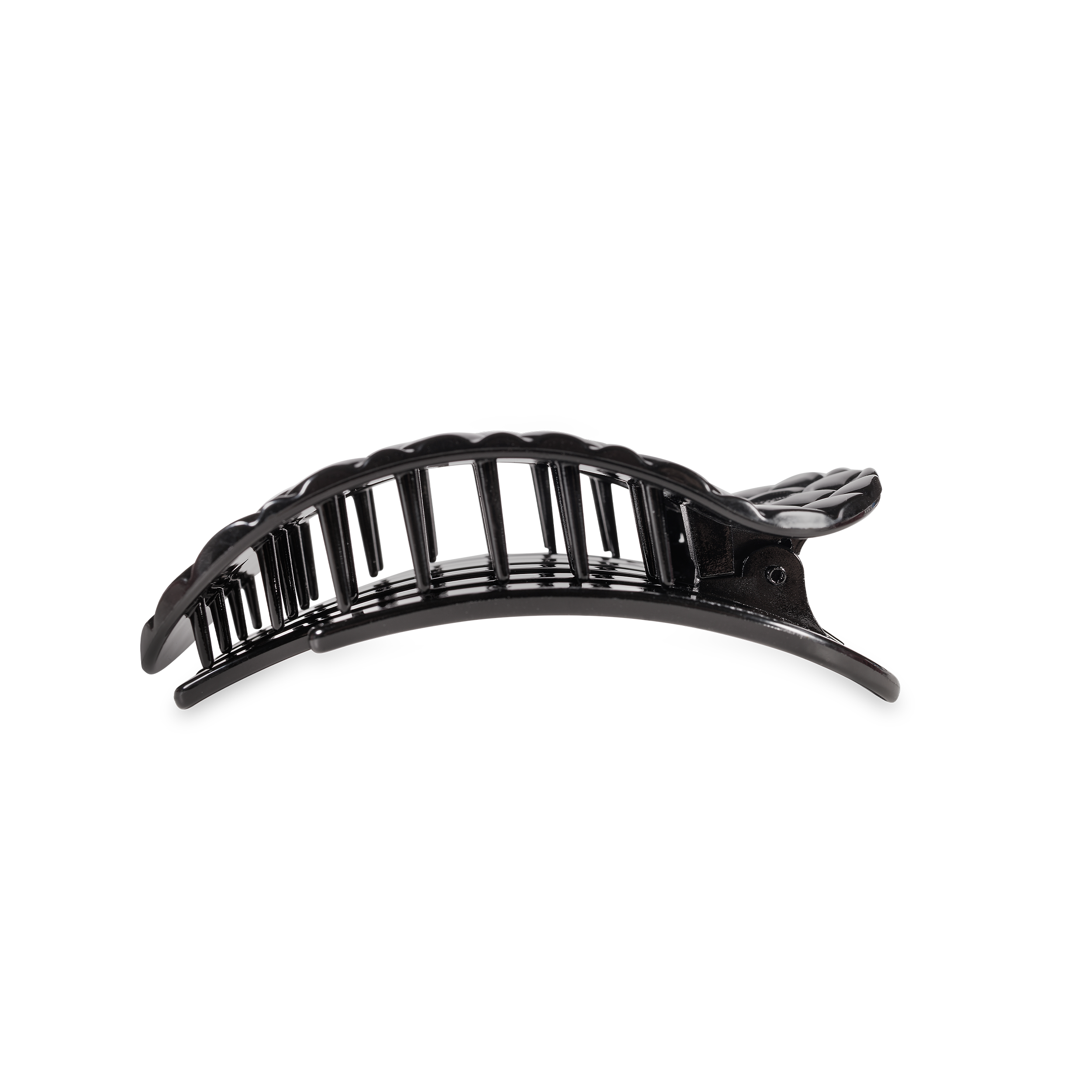 TELETIES - Flat Round Hair Clip | Medium | Jet Black Quilted