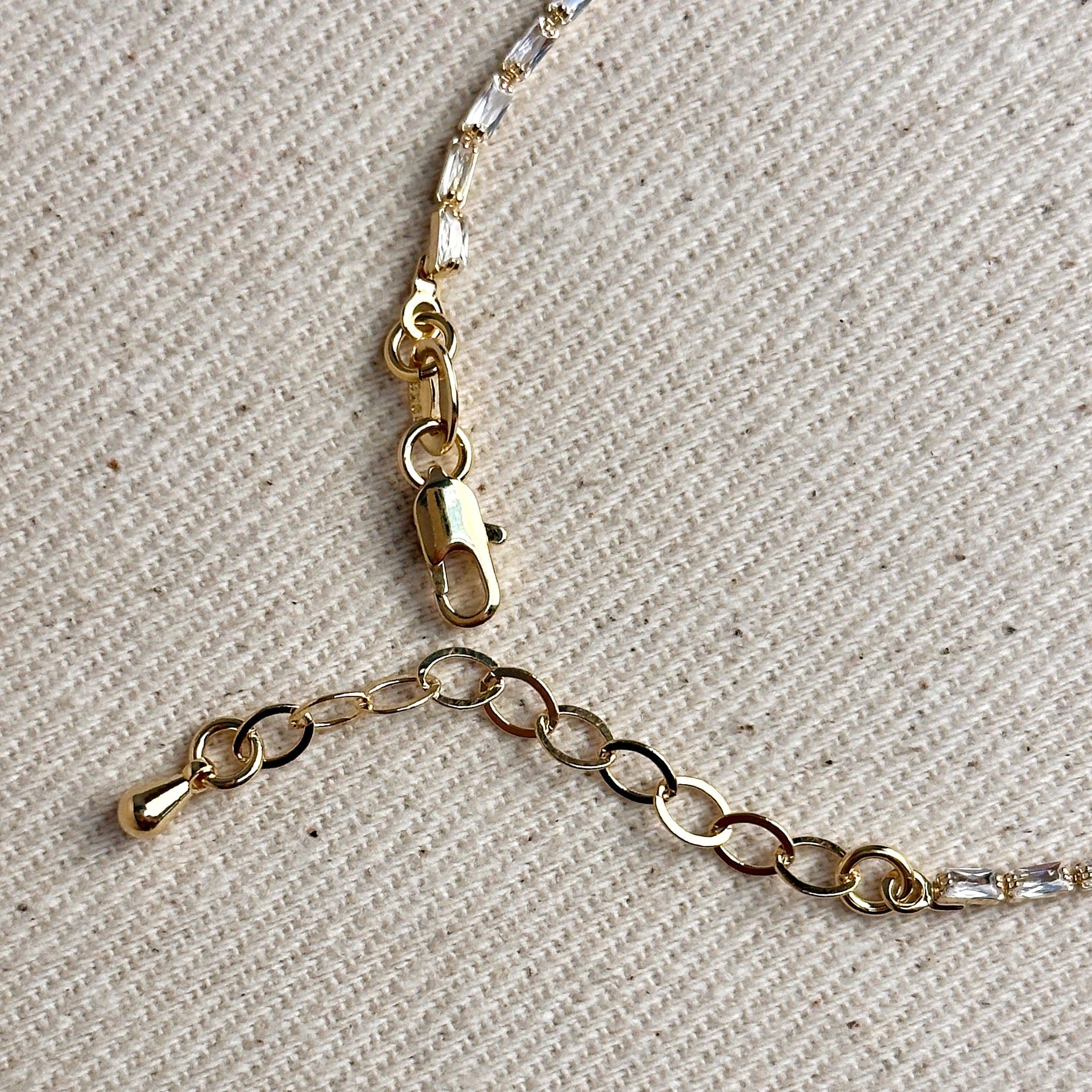 GoldFi - 18k Gold Filled 1.5mm CZ Baguette Tennis Bracelet