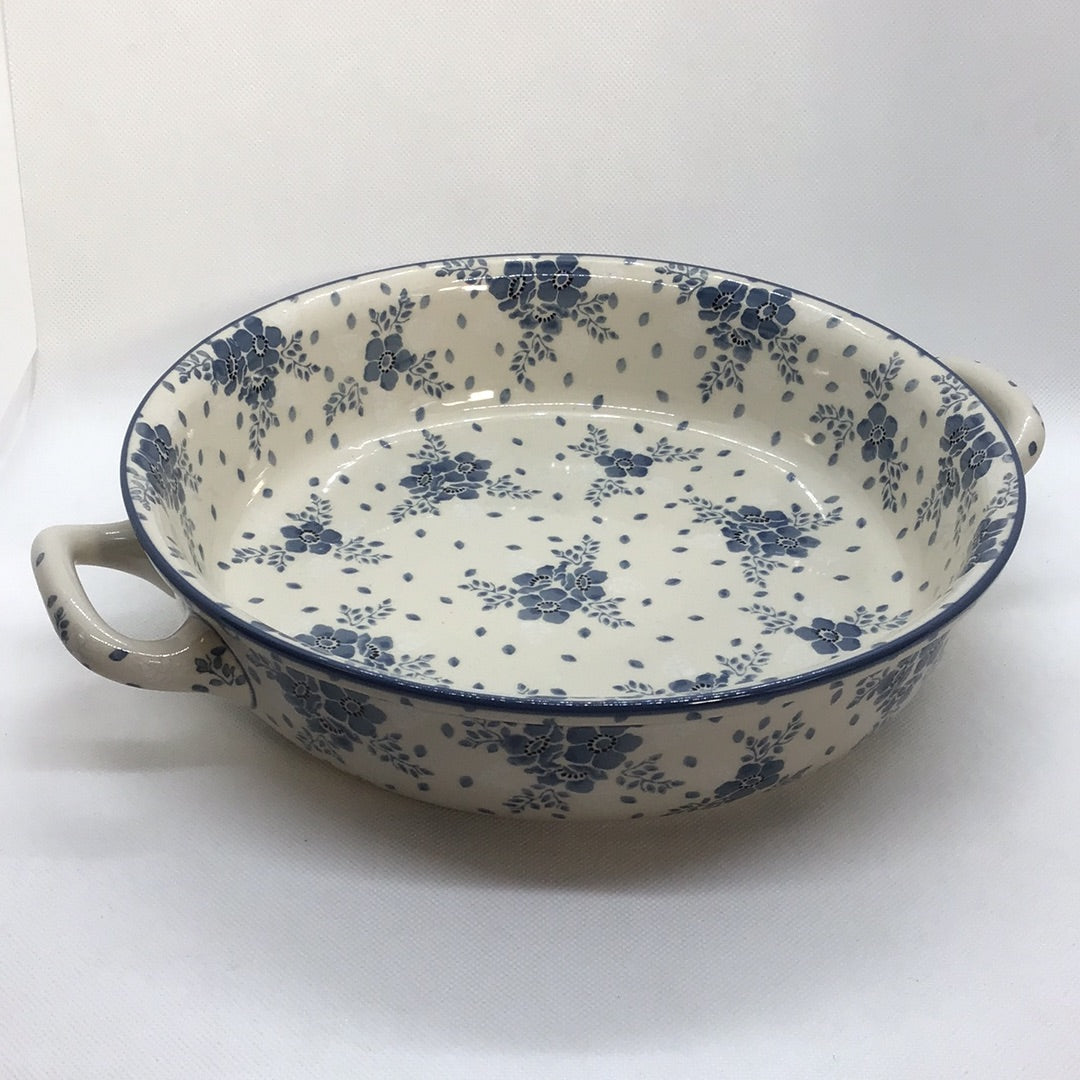 Blue Velvet Round Baker w/Handles 10"