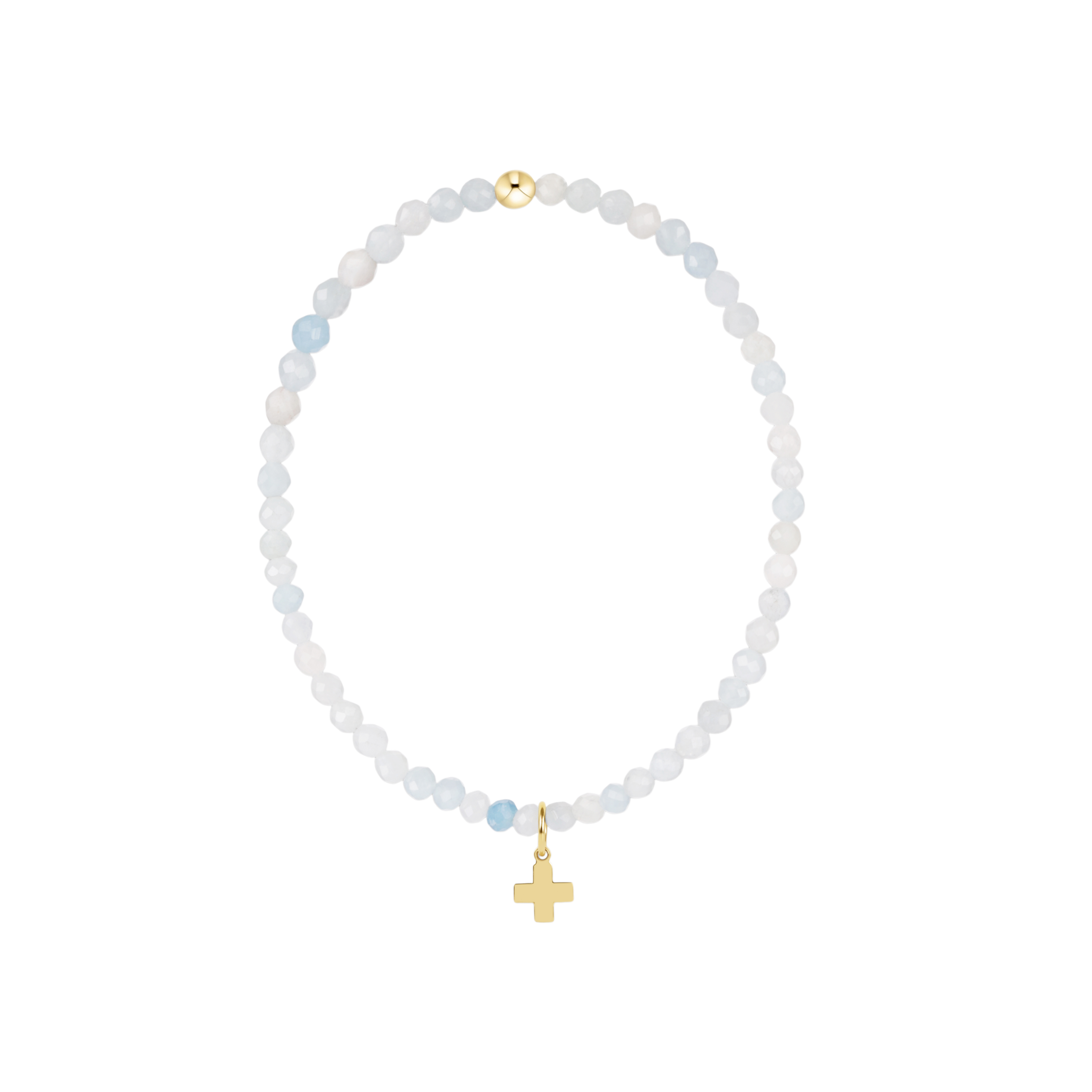 Classic Signature Cross Charm Gemstone-Aquamarine