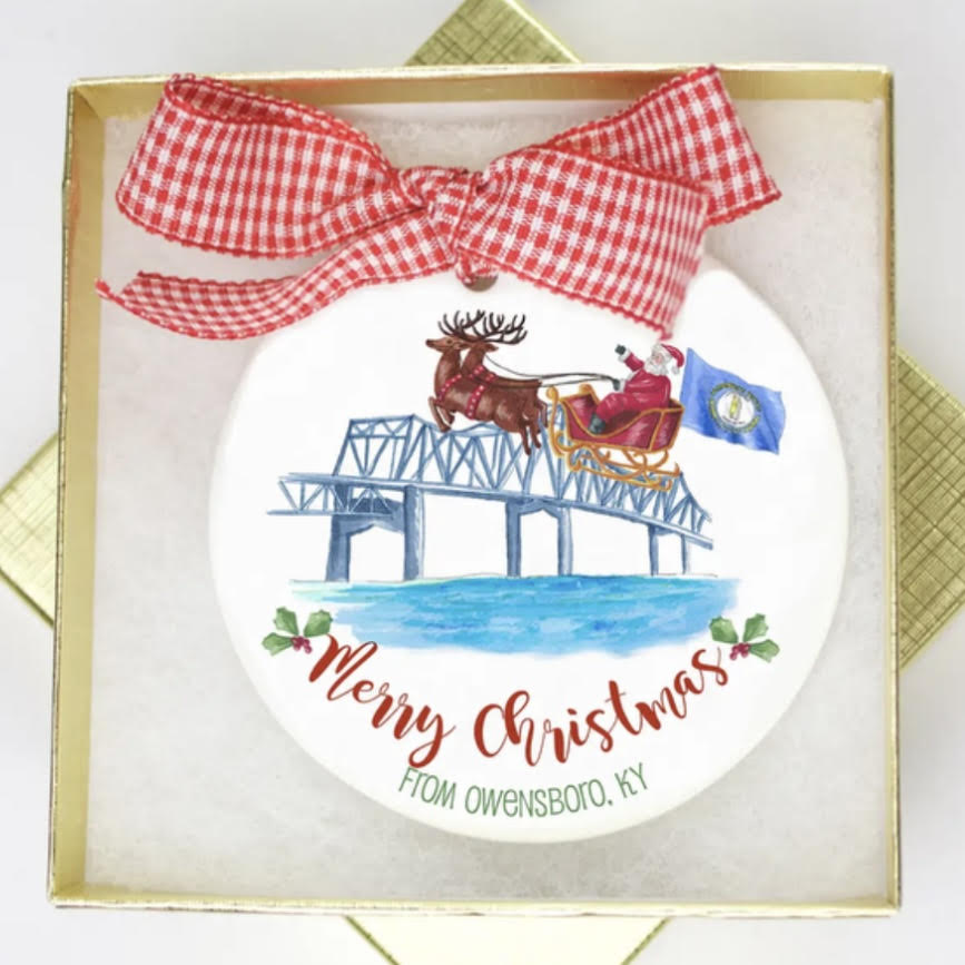 Blue Bridge Porcelain Flat Disc Ornament