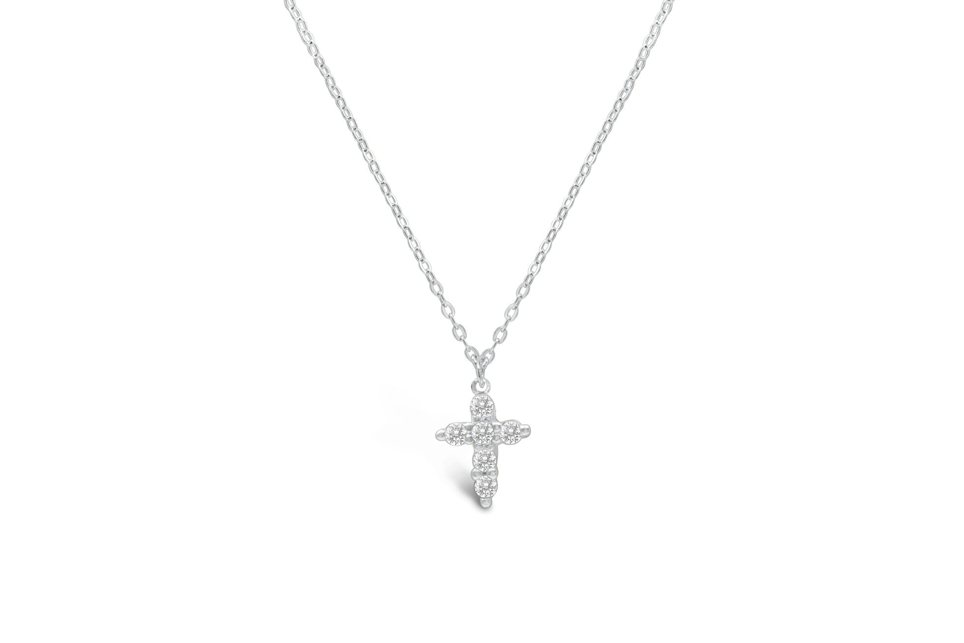 Stia Girl - Forever Faith Prong Cross Necklace - Silver