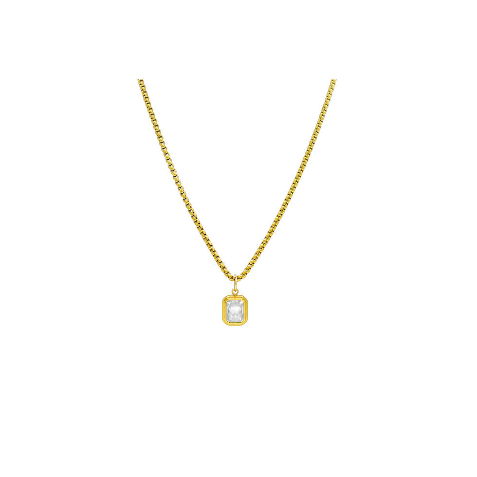 Bursting with Charm - Box Chain Baguette Necklace