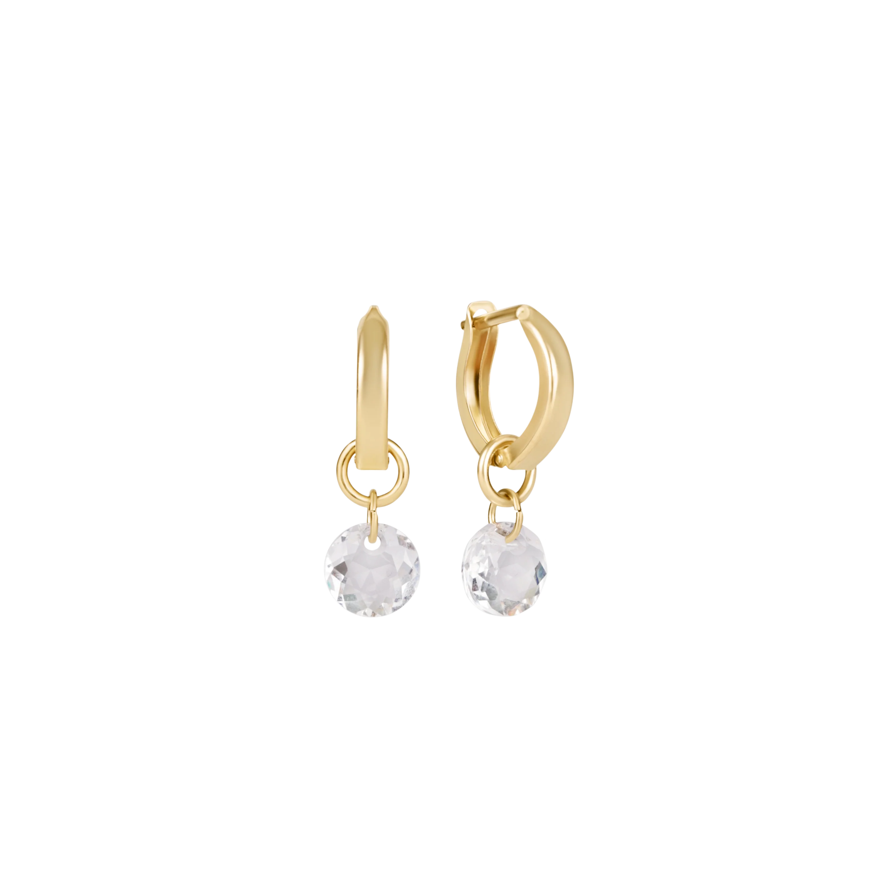 Huggie Gold 0.5" Hoop - Reflection Small Charm - Apr