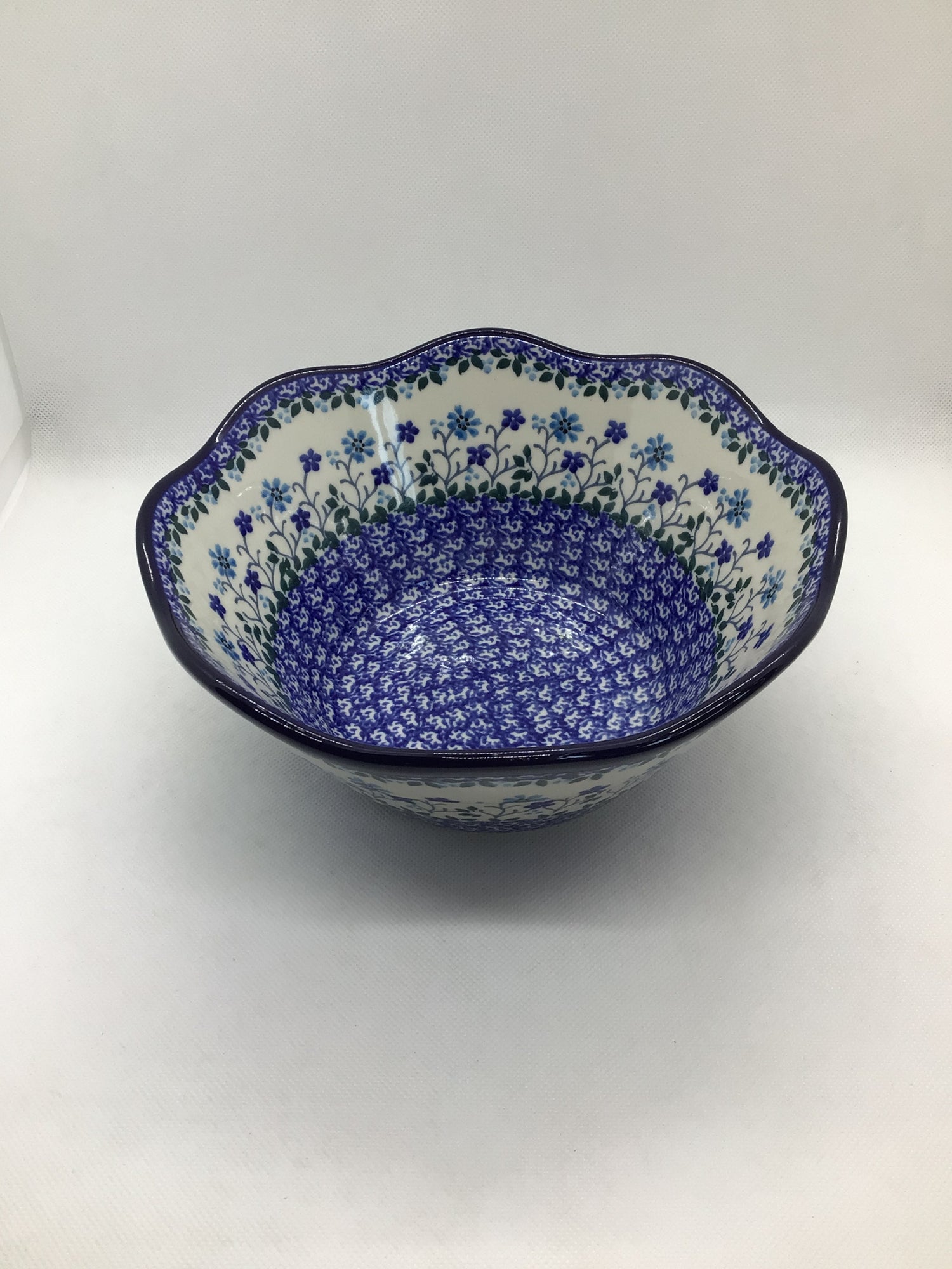 Georgia Blue Wavy Edge Bowl 8"