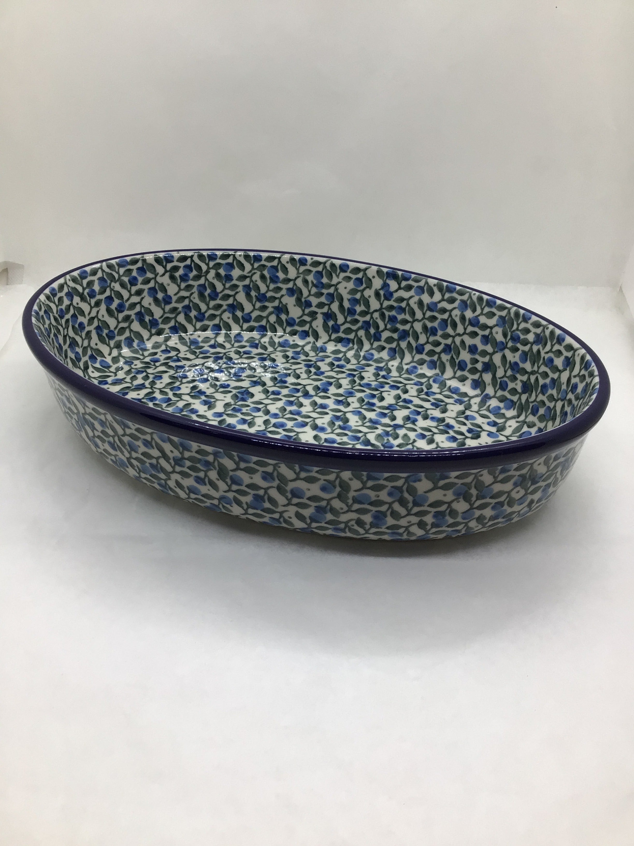Blueberry Blossom Oval Baker 10.5"