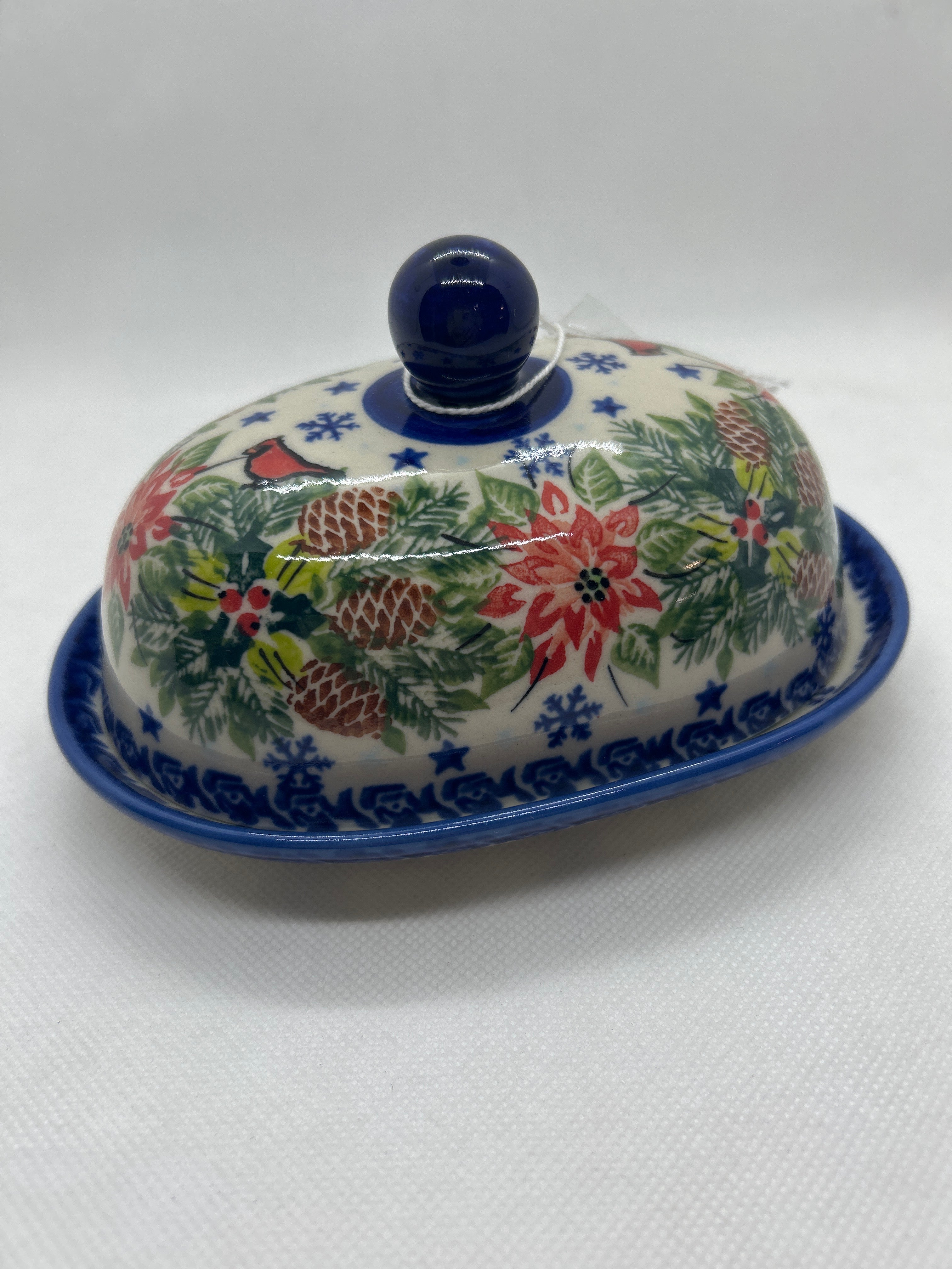 KALICH Christmas Cardinals Butter Dish