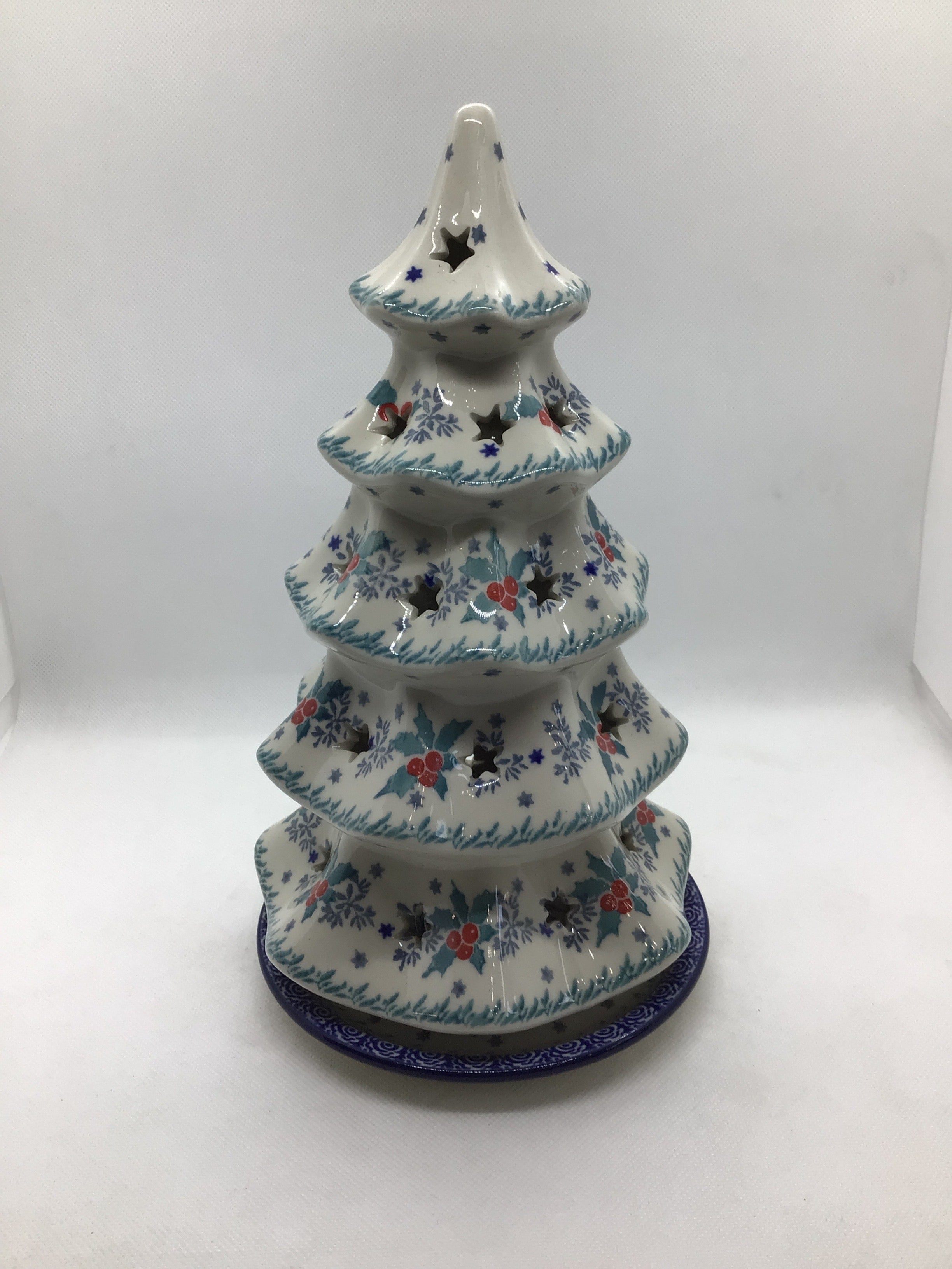 Winter Holly Christmas Tree Luminary 9.75"