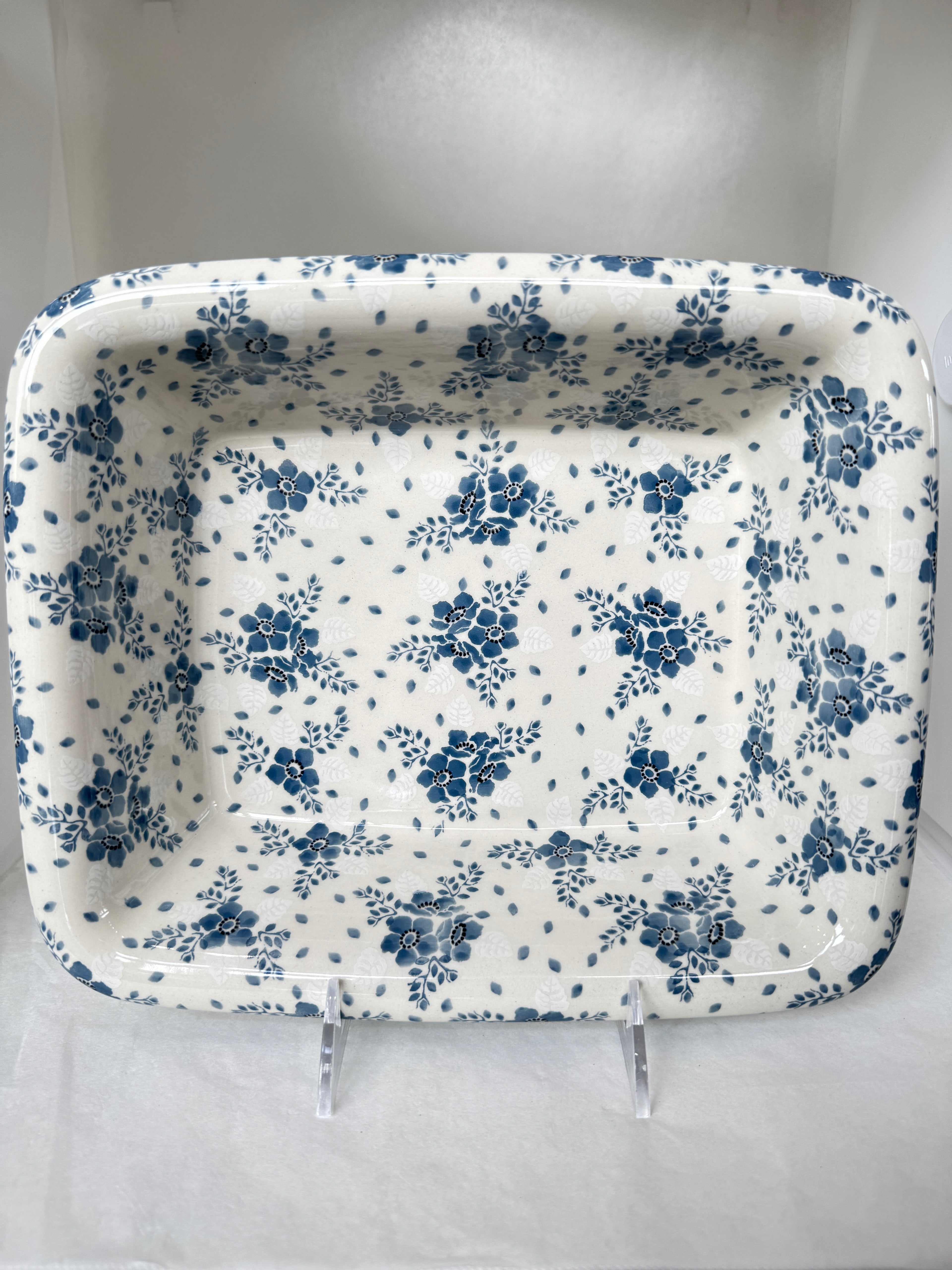 Blue Velvet Rectangular Baker w/Rim