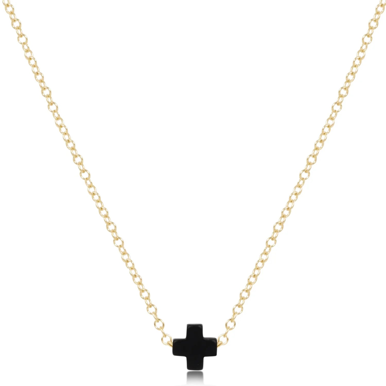 Small Signature Cross Necklace-Onyx